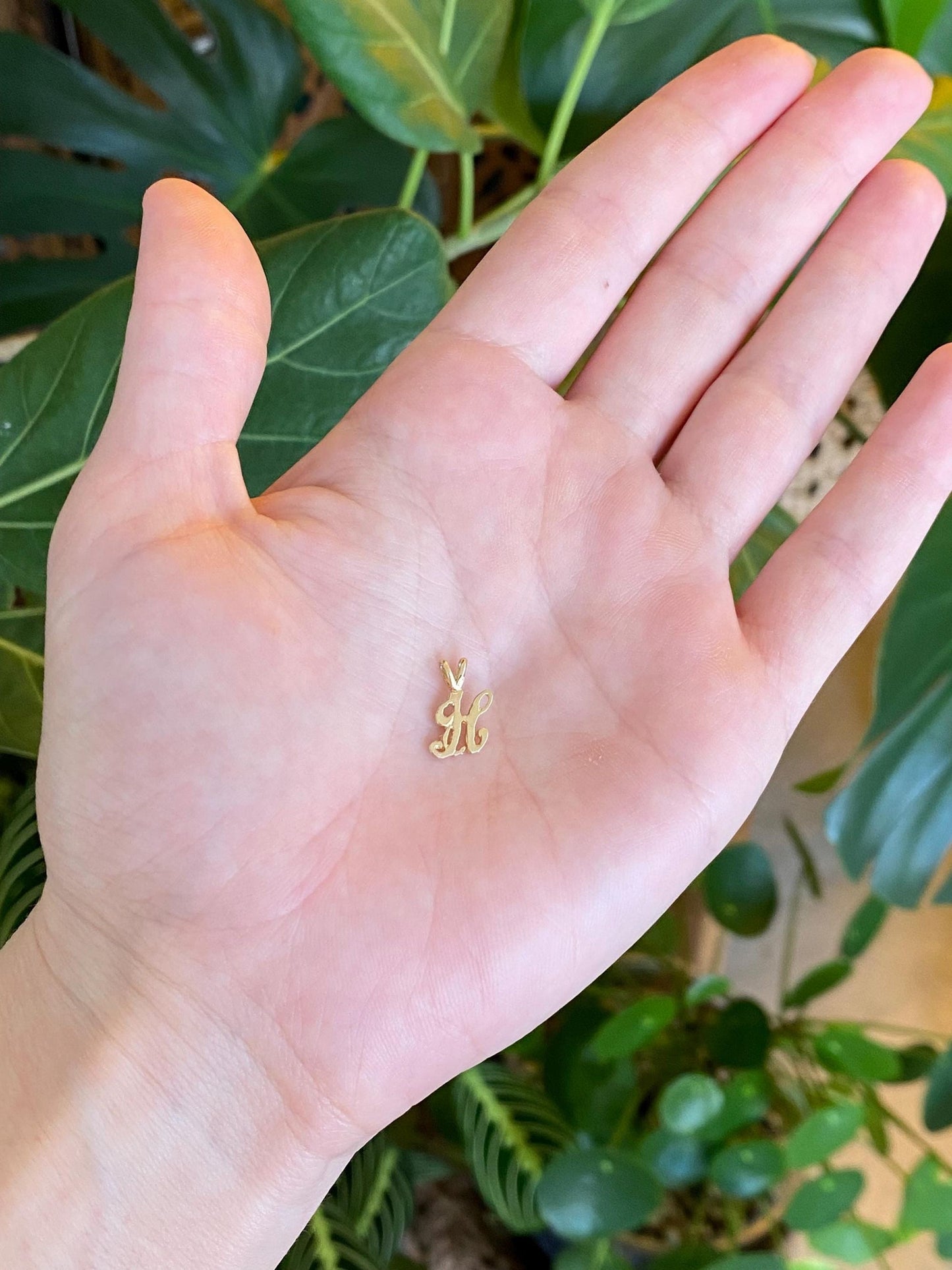Solid 14k Yellow Gold Initial 'H' Charm