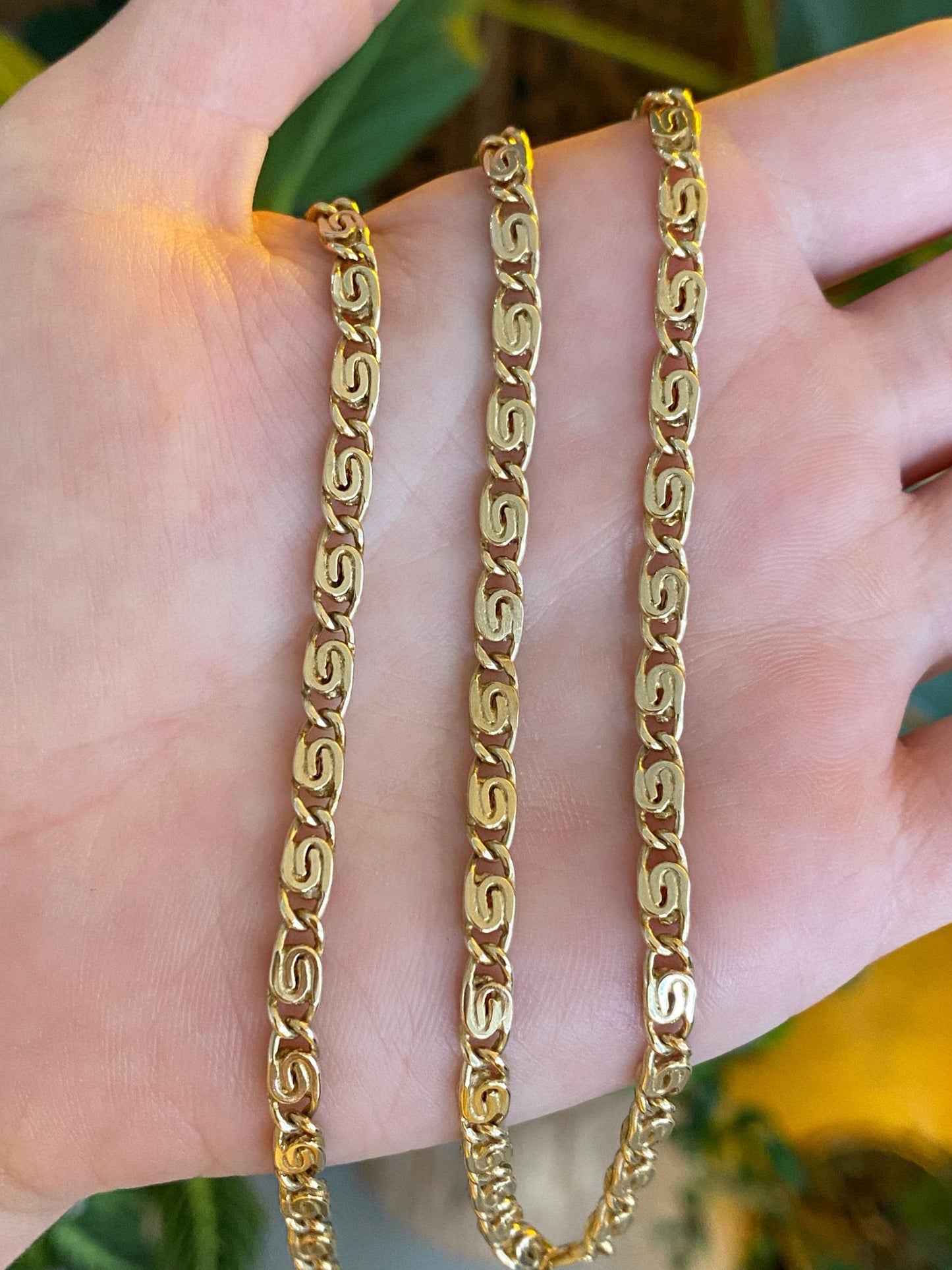 Vintage Solid 14k Yellow Gold Chunky Spiral Link Chain Necklace - 20.25 inches