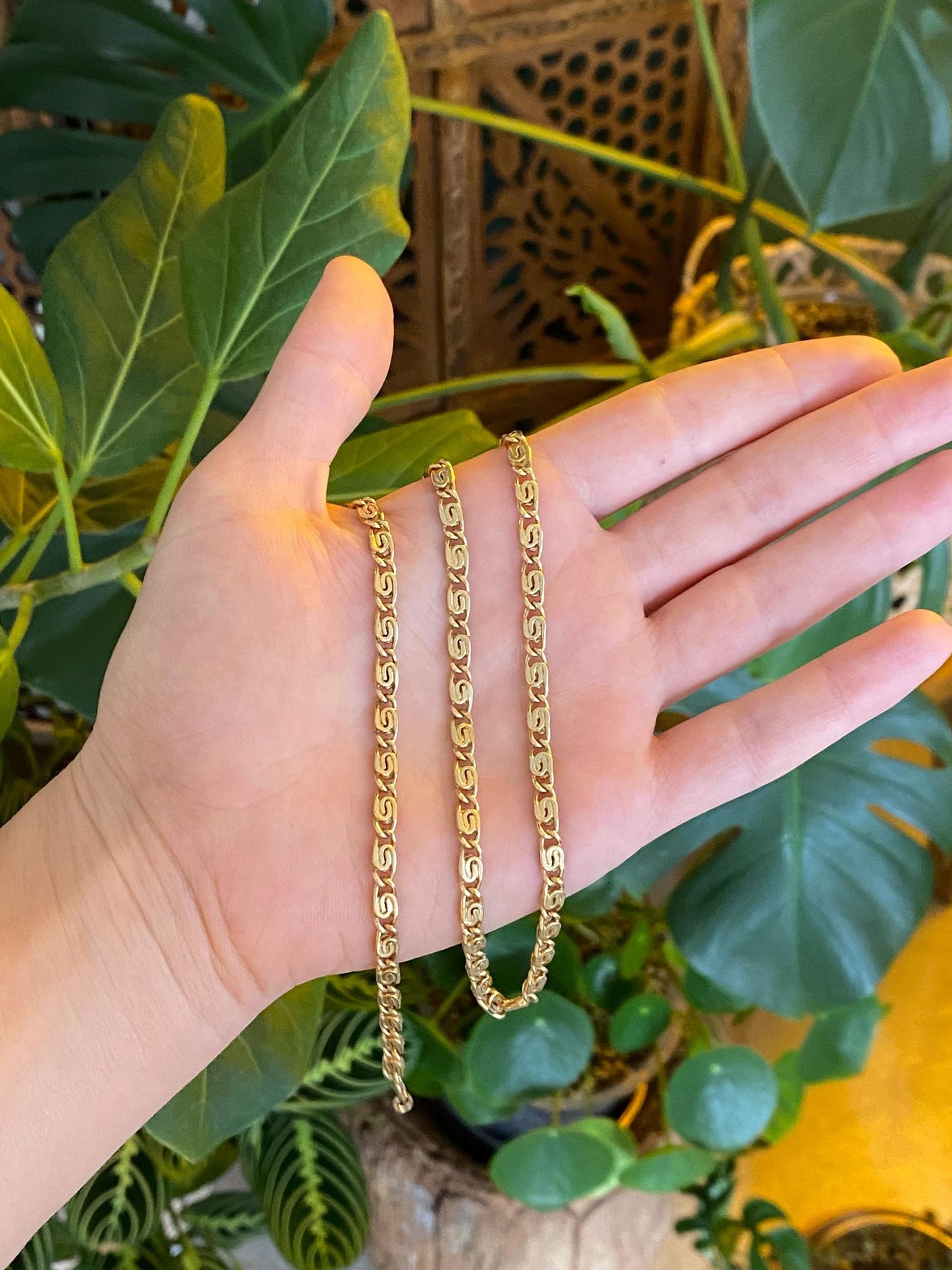 Vintage Solid 14k Yellow Gold Chunky Spiral Link Chain Necklace - 20.25 inches