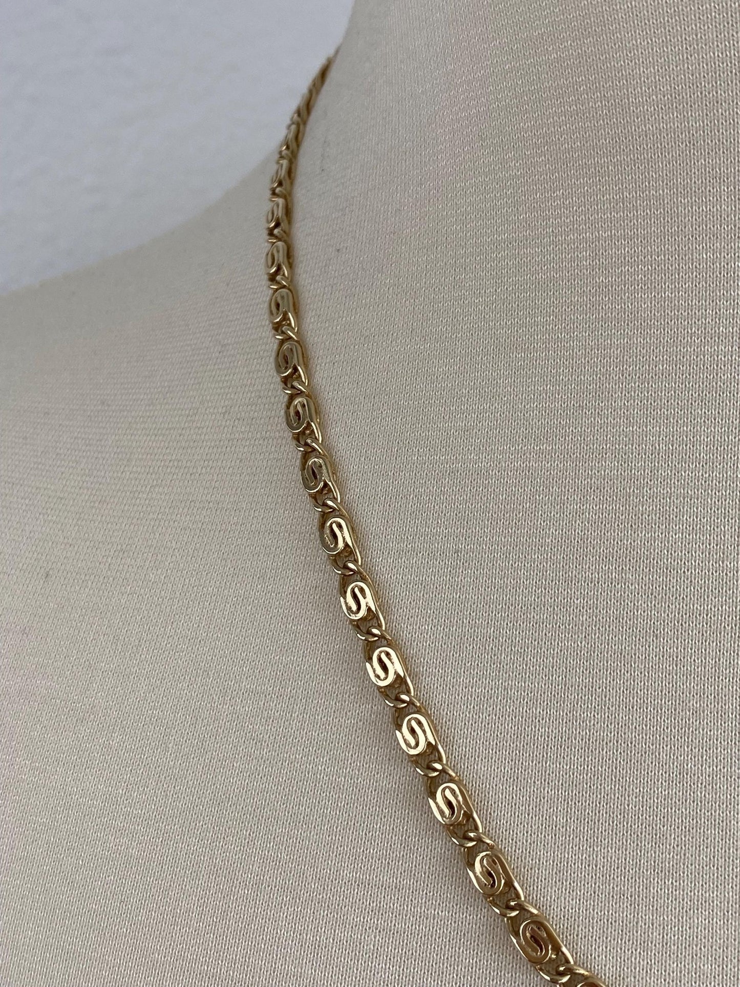 Vintage Solid 14k Yellow Gold Chunky Spiral Link Chain Necklace - 20.25 inches