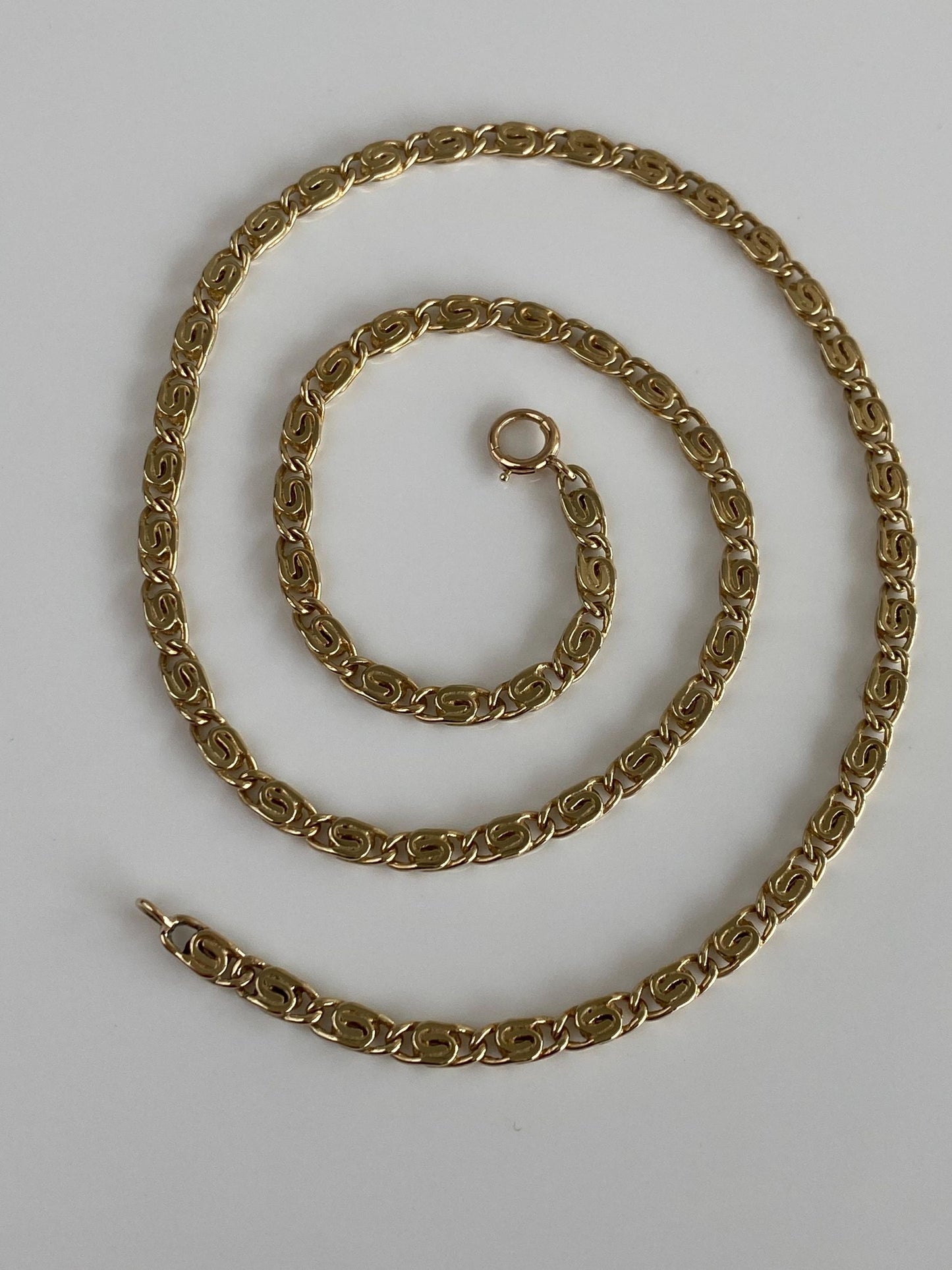 Vintage Solid 14k Yellow Gold Chunky Spiral Link Chain Necklace - 20.25 inches