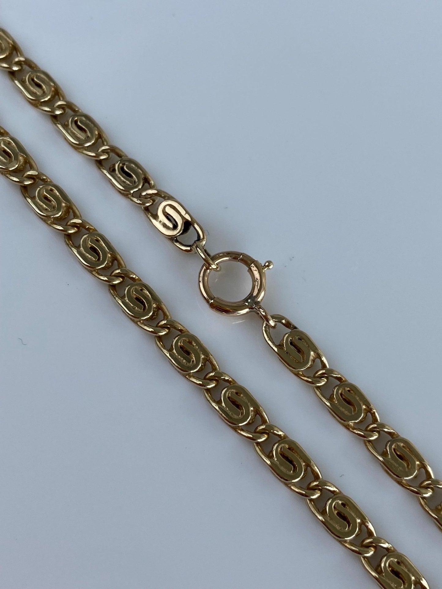 Vintage Solid 14k Yellow Gold Chunky Spiral Link Chain Necklace - 20.25 inches