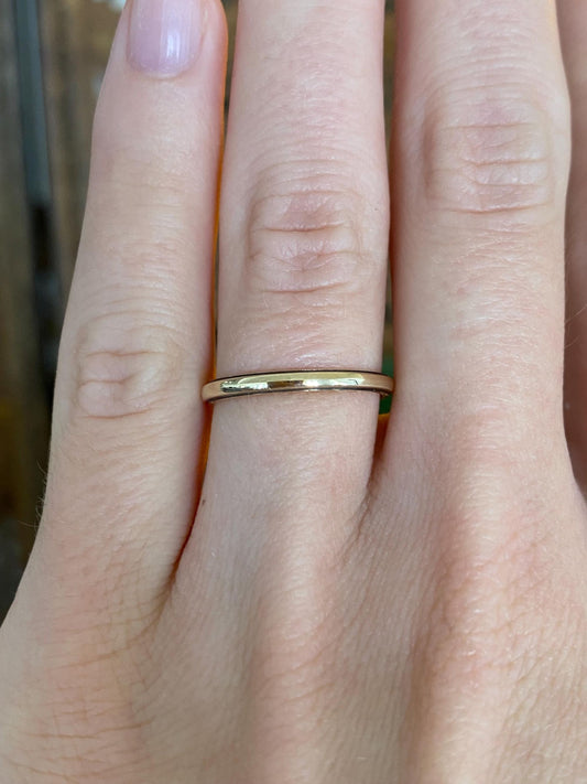 Vintage Solid 14k Yellow Gold Slim Milgrain Ring Band - Size 5.75