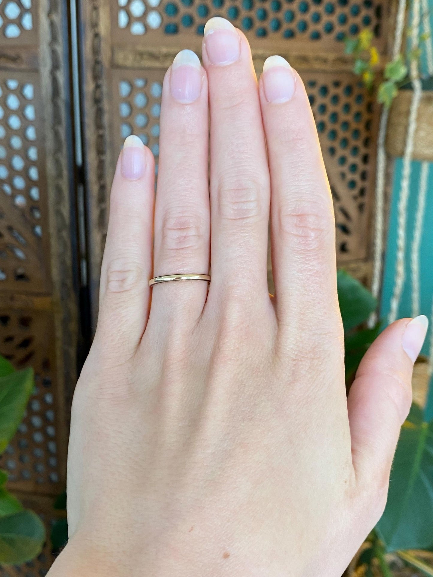 Vintage Solid 14k Yellow Gold Slim Milgrain Ring Band - Size 5.75