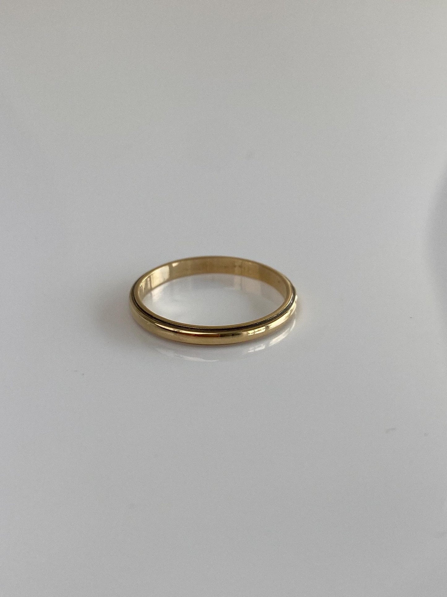 Vintage Solid 14k Yellow Gold Slim Milgrain Ring Band - Size 5.75