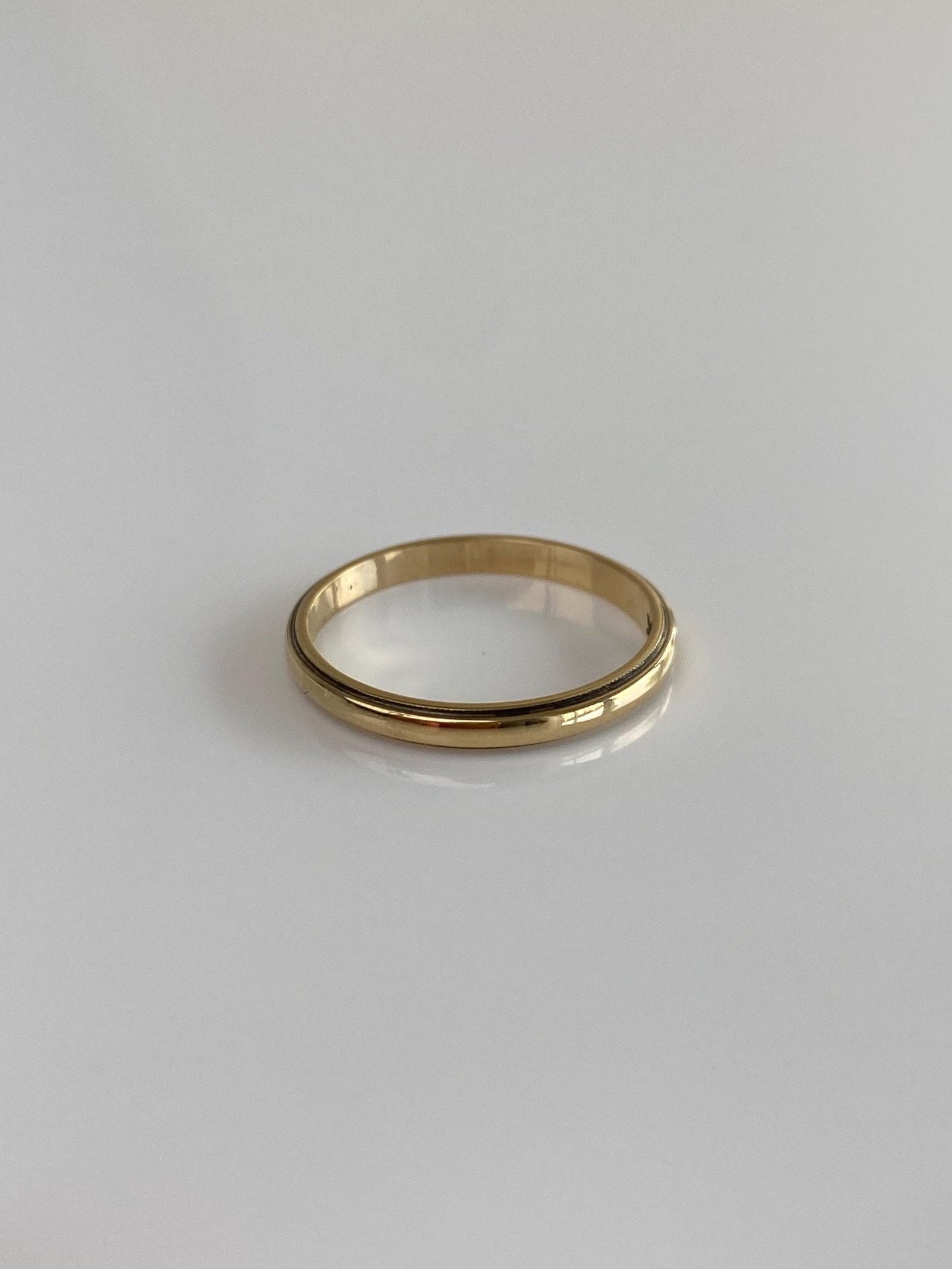 Vintage Solid 14k Yellow Gold Slim Milgrain Ring Band - Size 5.75