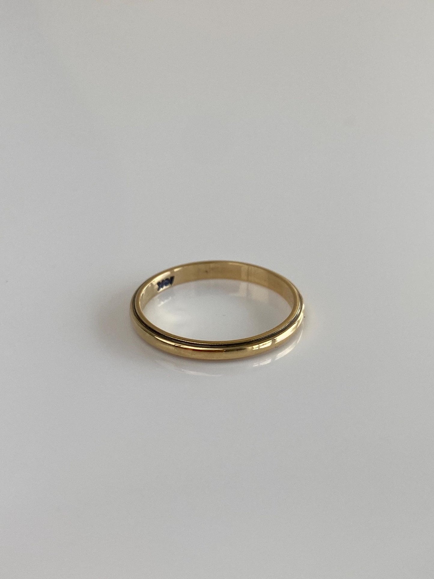 Vintage Solid 14k Yellow Gold Slim Milgrain Ring Band - Size 5.75