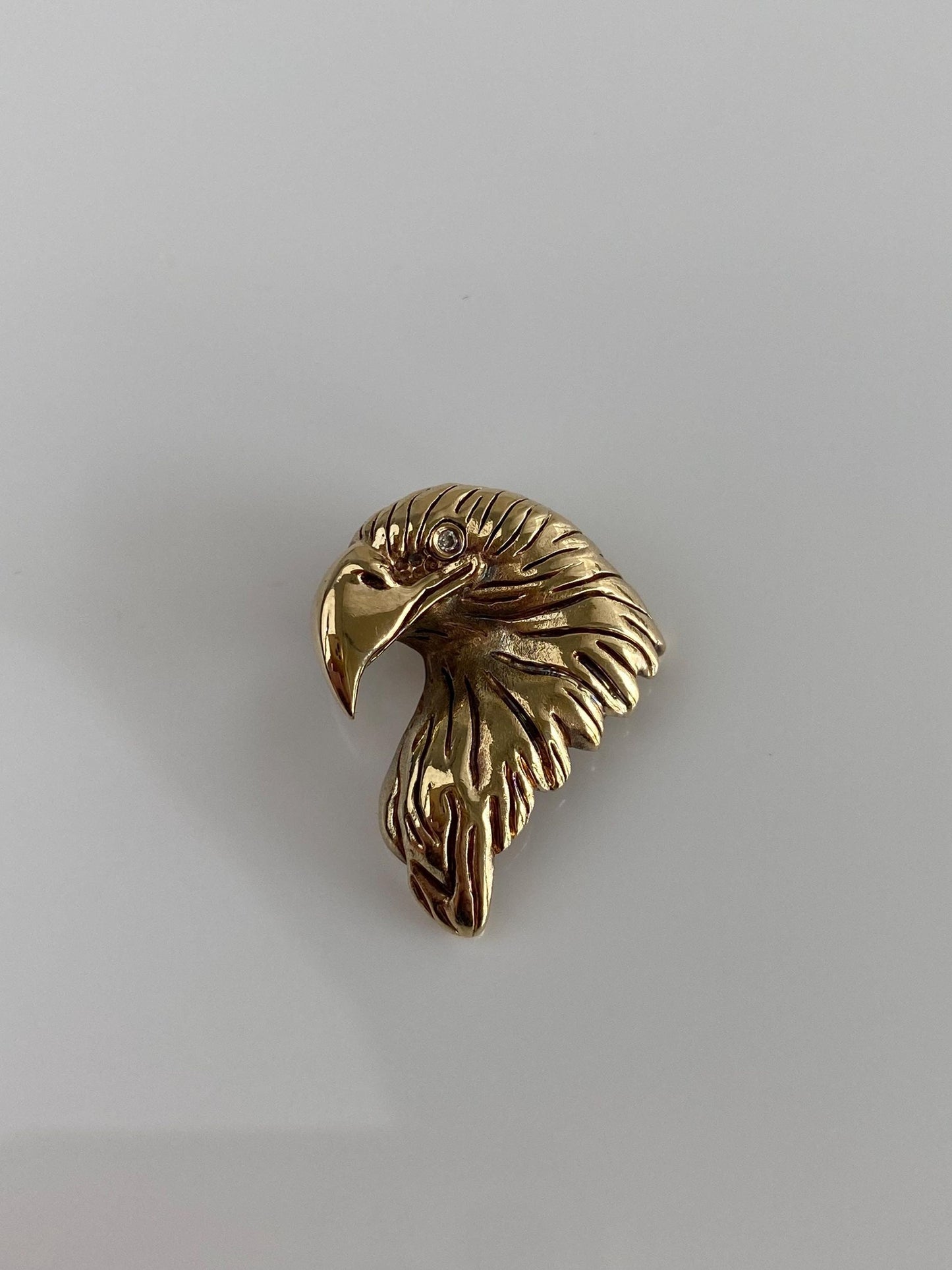 Vintage Solid 14k Yellow Gold Diamond Eagle Slide Charm