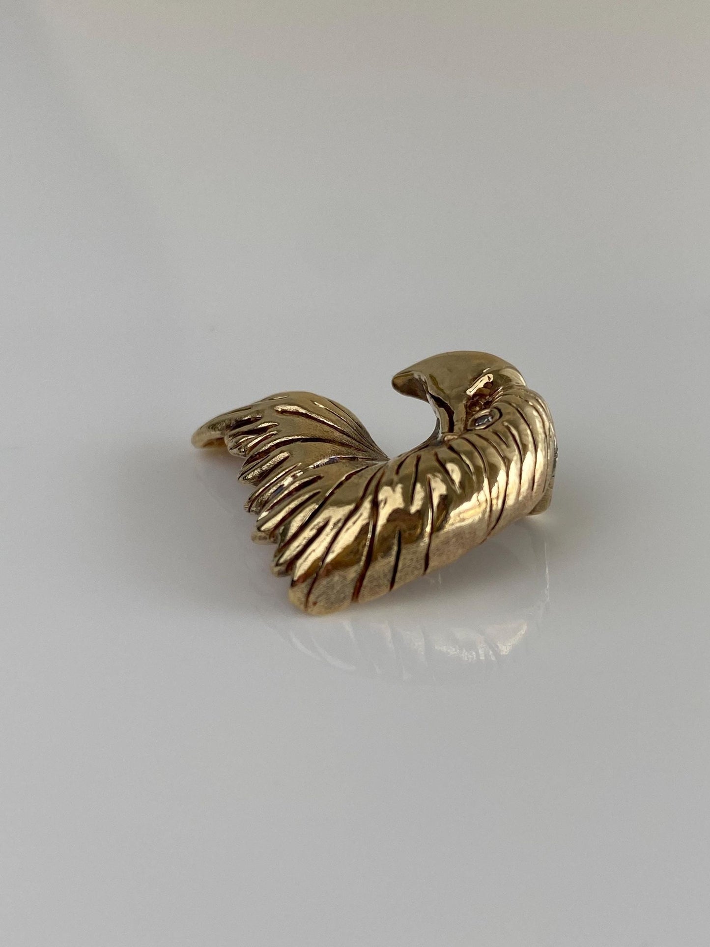 Vintage Solid 14k Yellow Gold Diamond Eagle Slide Charm