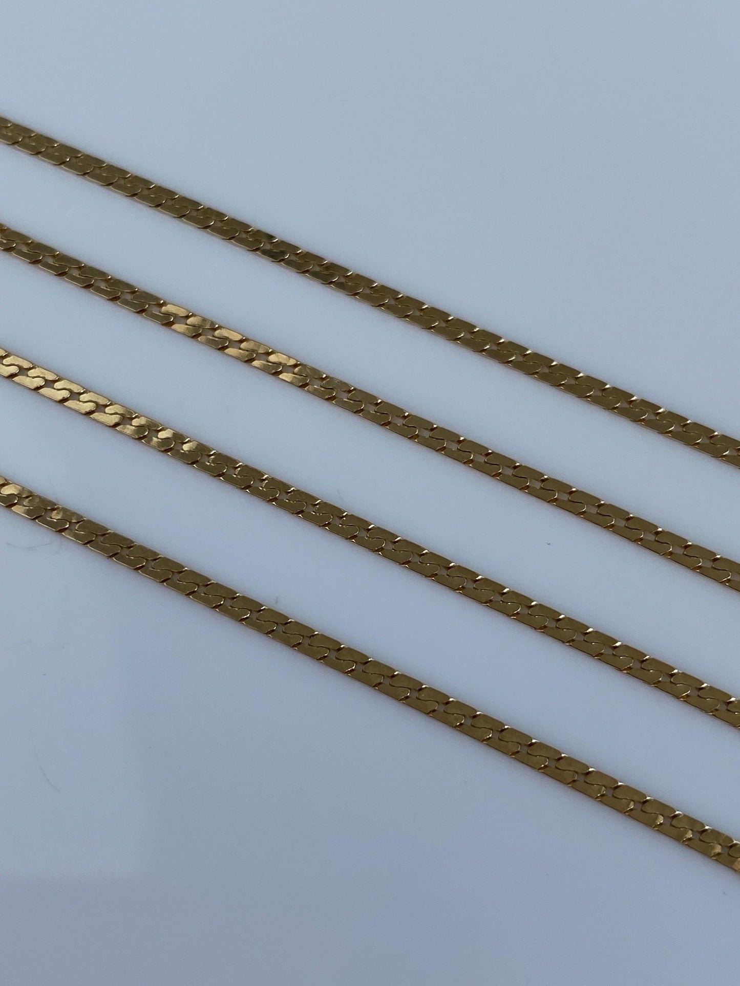 Vintage Solid 14k Yellow Gold Flat Curb Chain Necklace - 20 inches