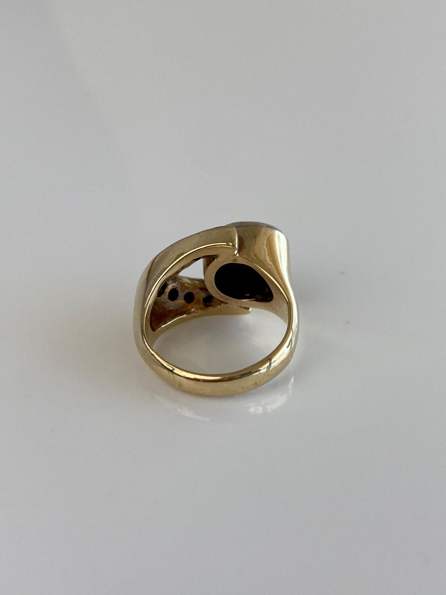 Vintage Solid 14k White & Yellow Gold Diamonds Star Sapphire Ring - Size 4.5