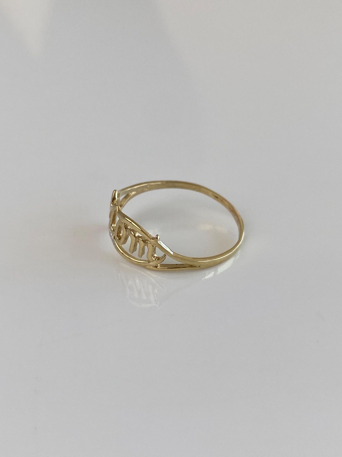 Vintage Solid 10k White & Yellow Gold Diamond MOM Ring - Size 8.25