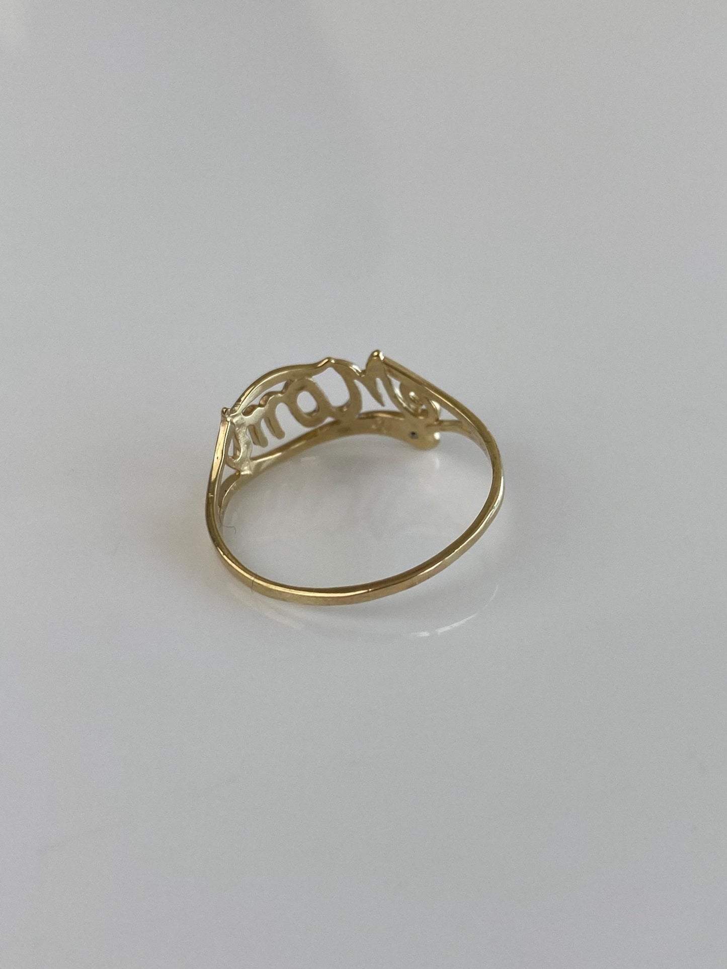 Vintage Solid 10k White & Yellow Gold Diamond MOM Ring - Size 8.25