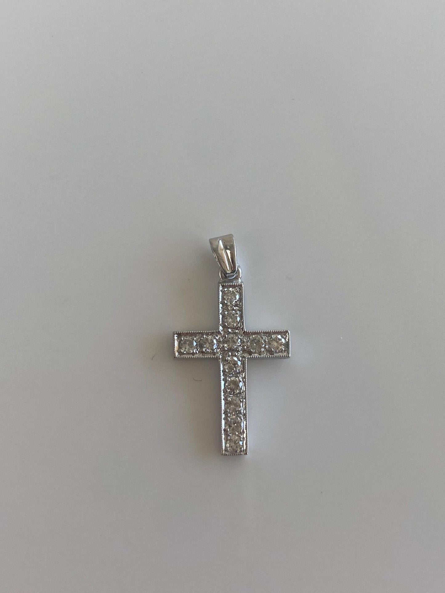 Vintage Solid Platinum Diamond Cross Charm