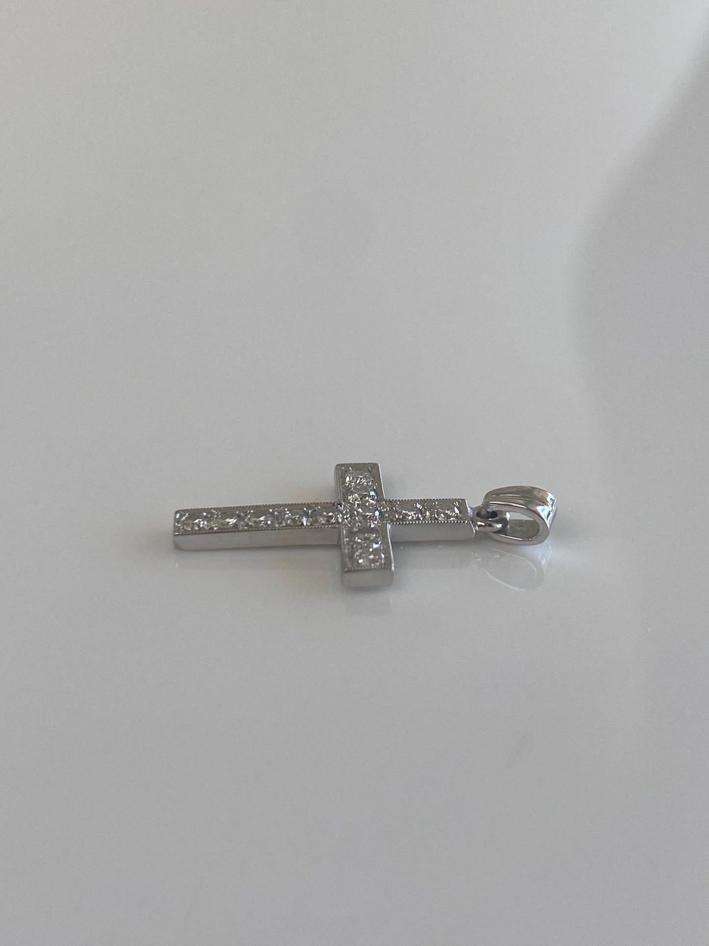 Vintage Solid Platinum Diamond Cross Charm