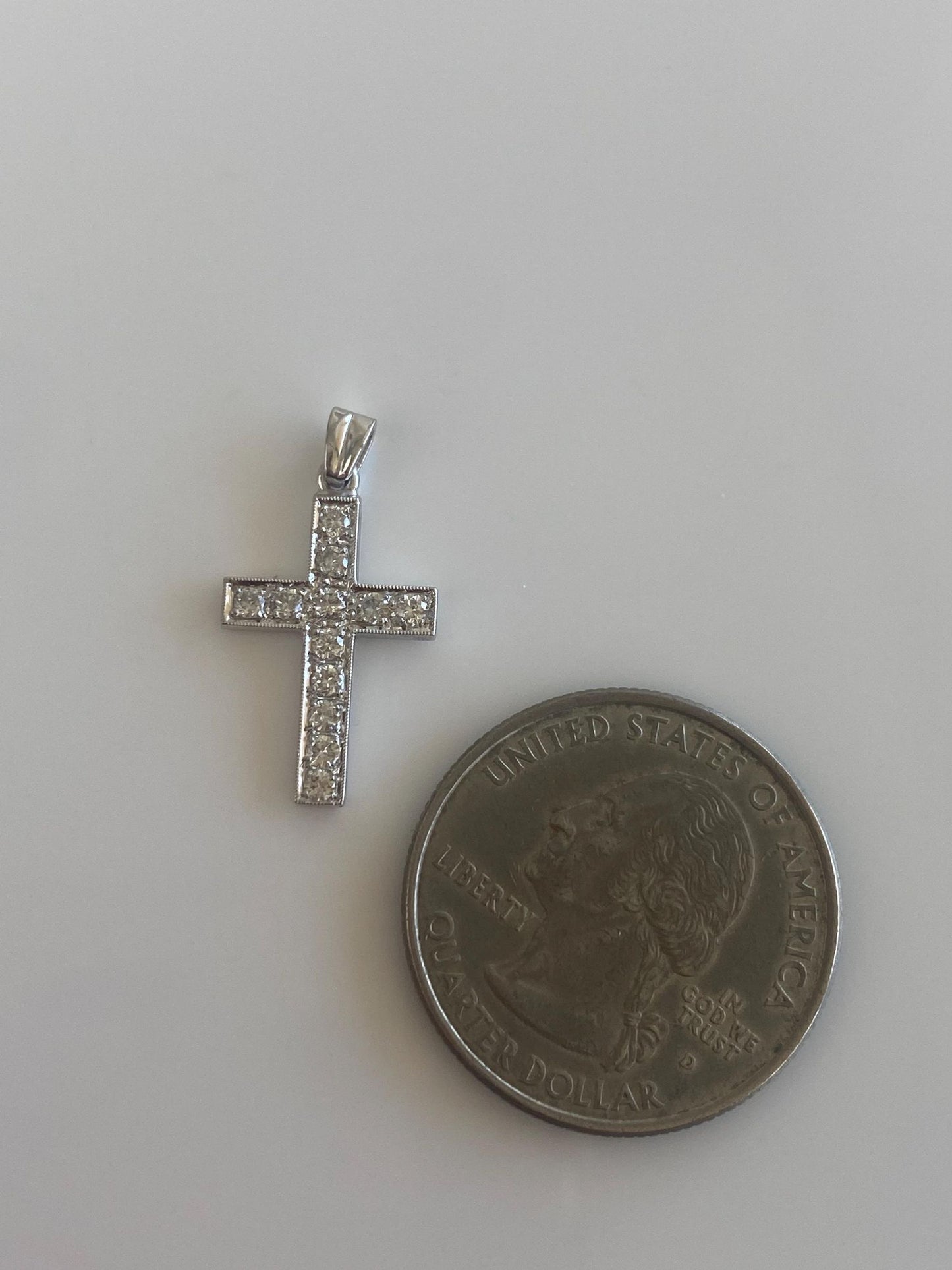 Vintage Solid Platinum Diamond Cross Charm