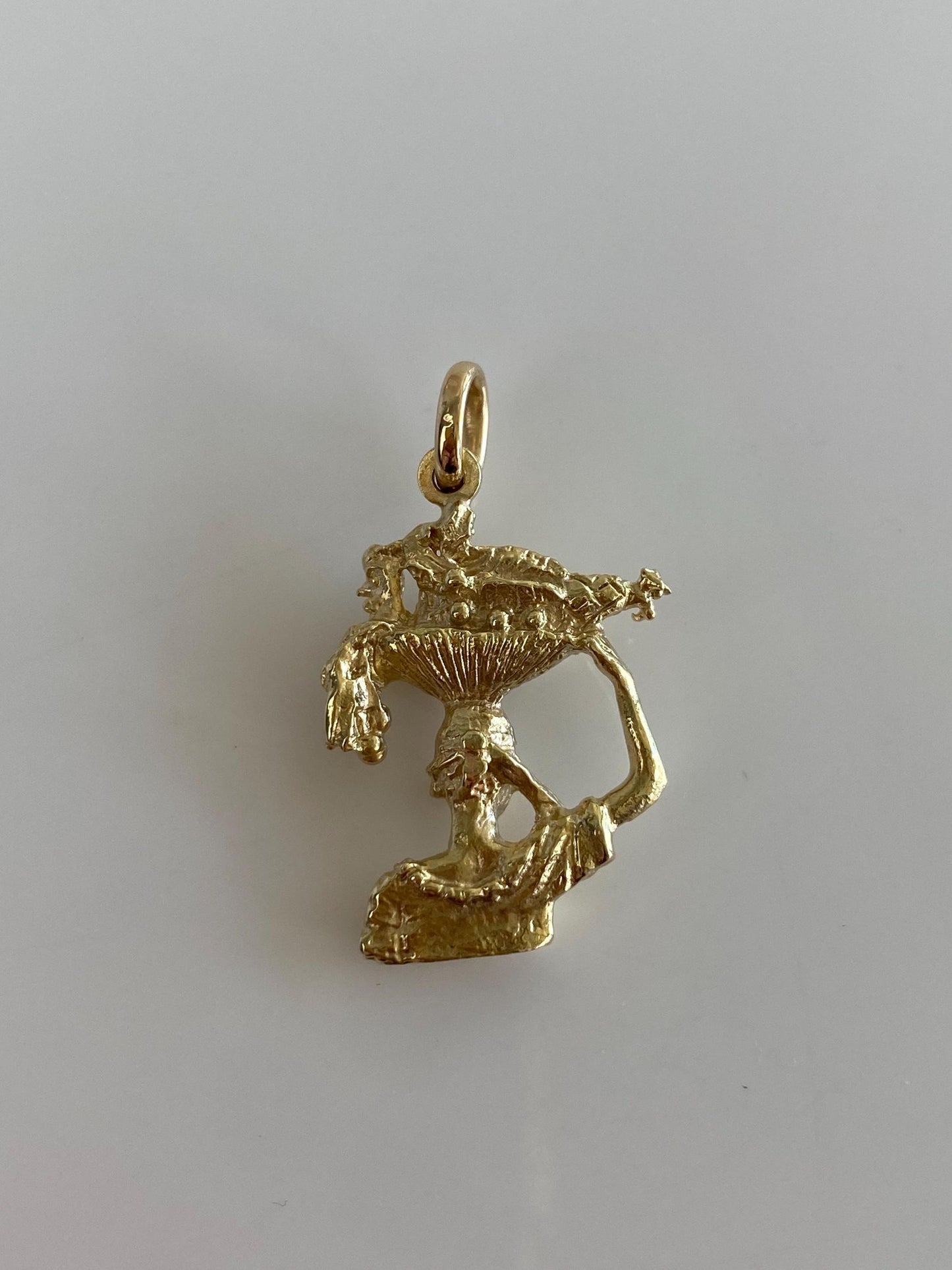 Solid 14k Yellow Gold Harvest Food Head-Carrier Lady Charm