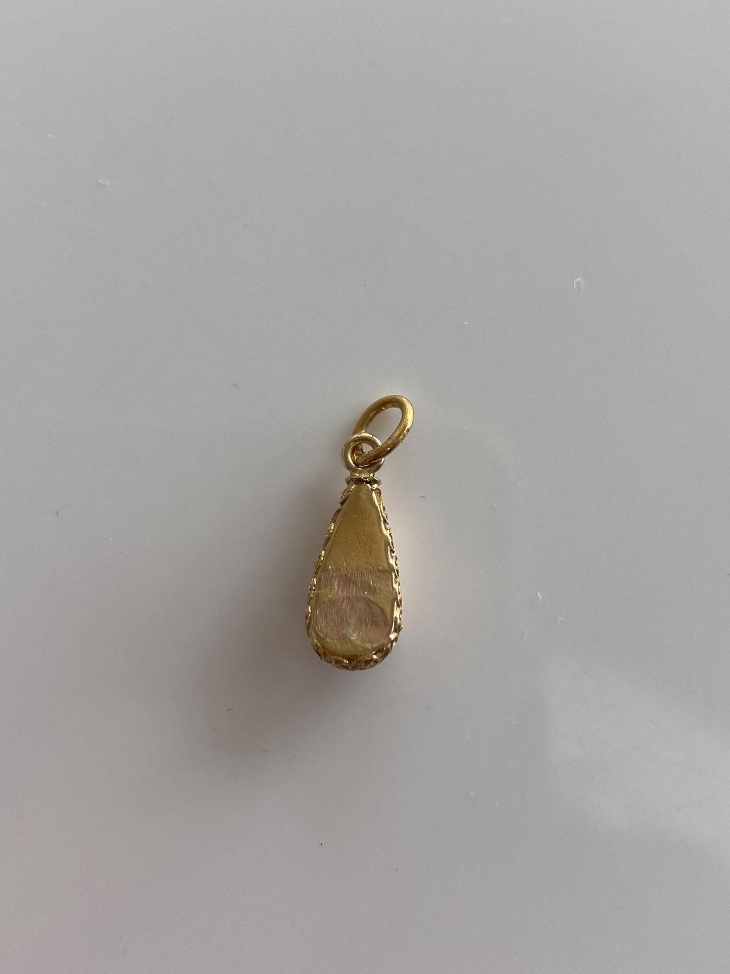 Vintage 18k Yellow Gold Old Mine Cut Diamond Embossed Texture Teardrop Stick Pin Conversion Charm