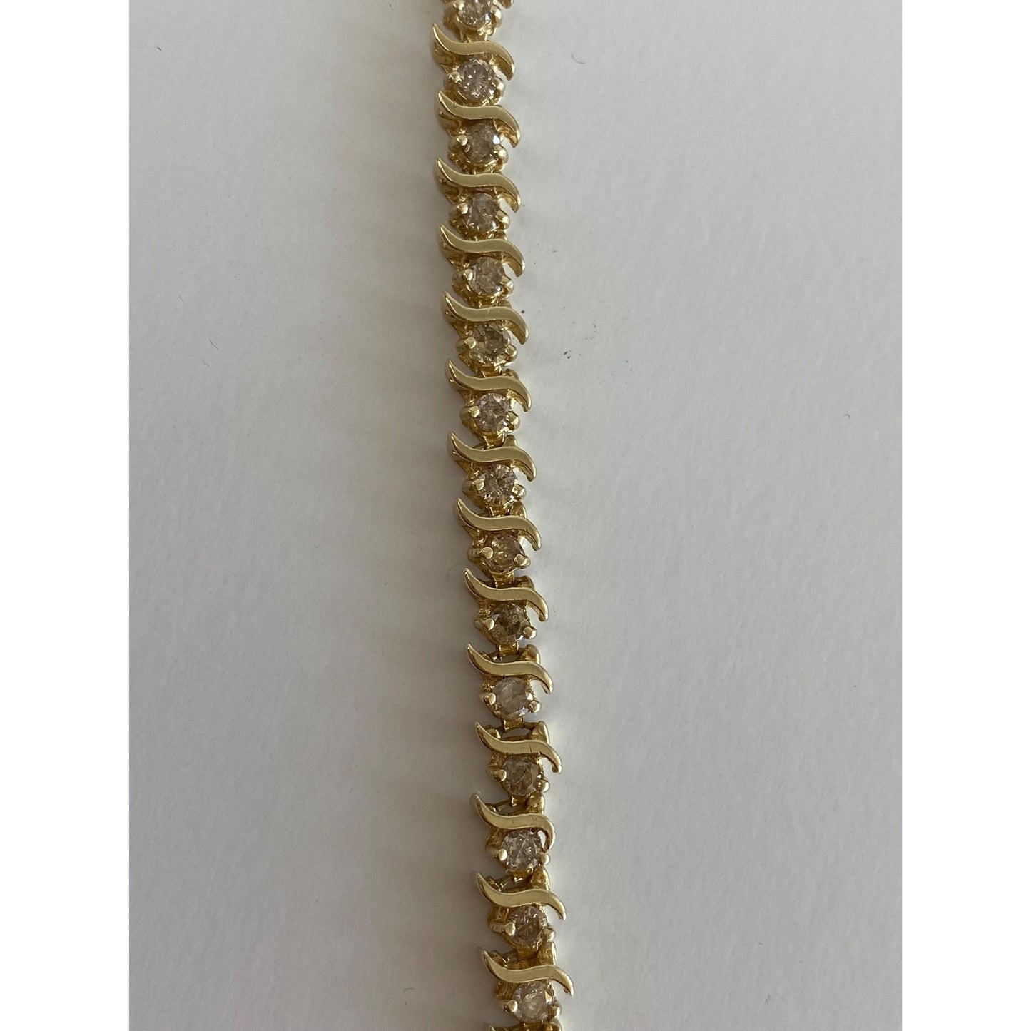 Solid 14k Yellow Gold Diamond Tennis Bracelet - 7.75 inches