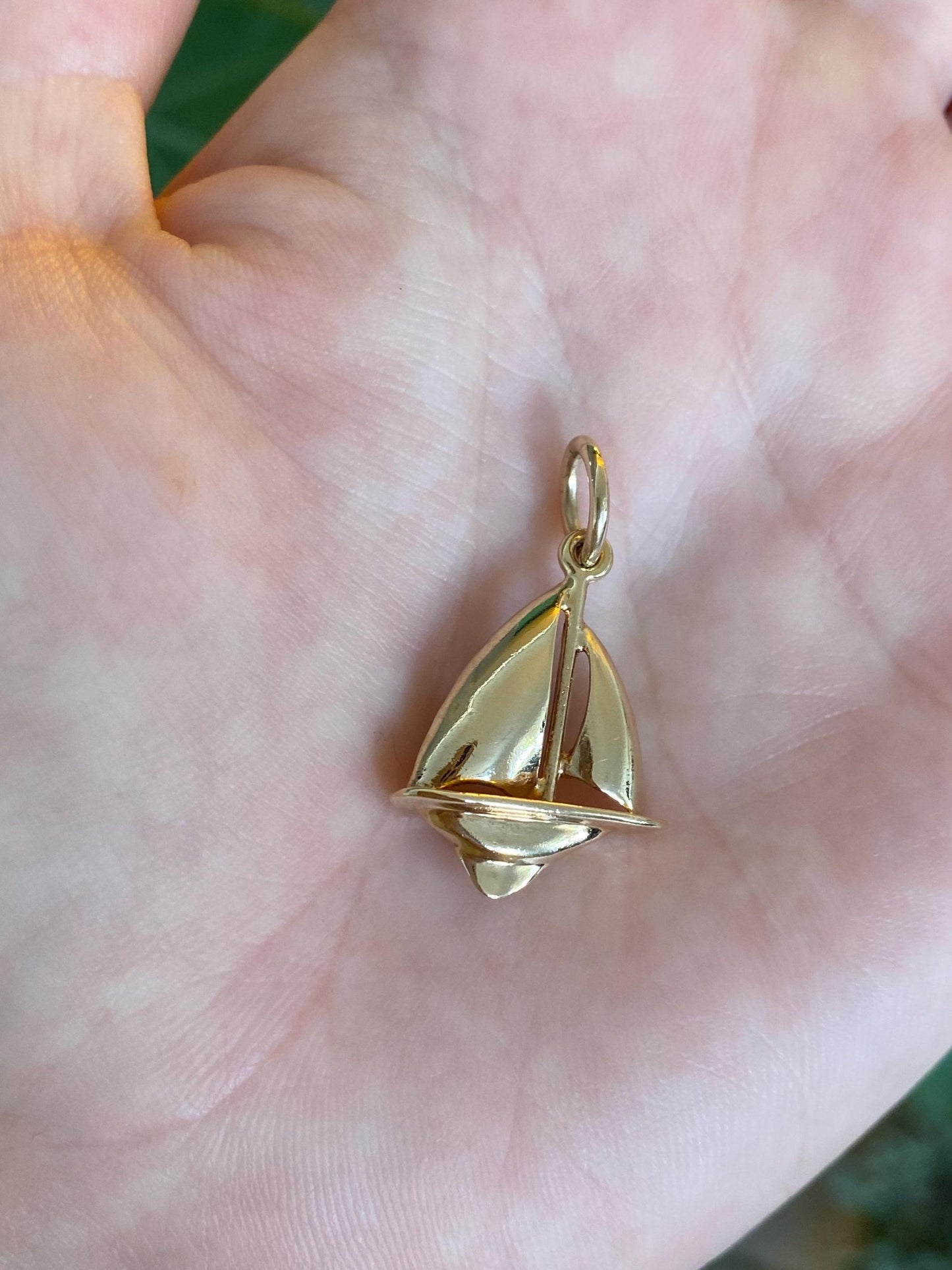 Vintage Solid 10k Yellow Gold Sailboat Charm