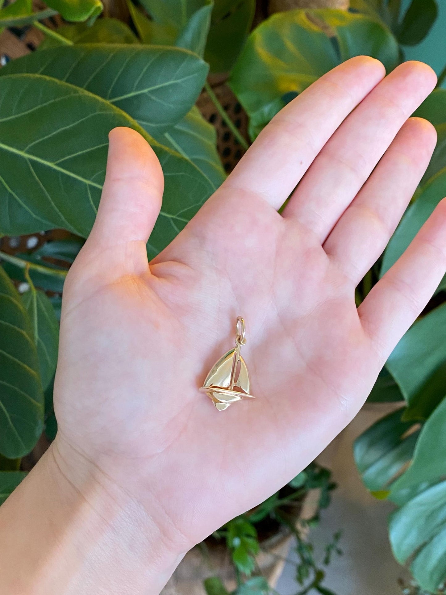 Vintage Solid 10k Yellow Gold Sailboat Charm