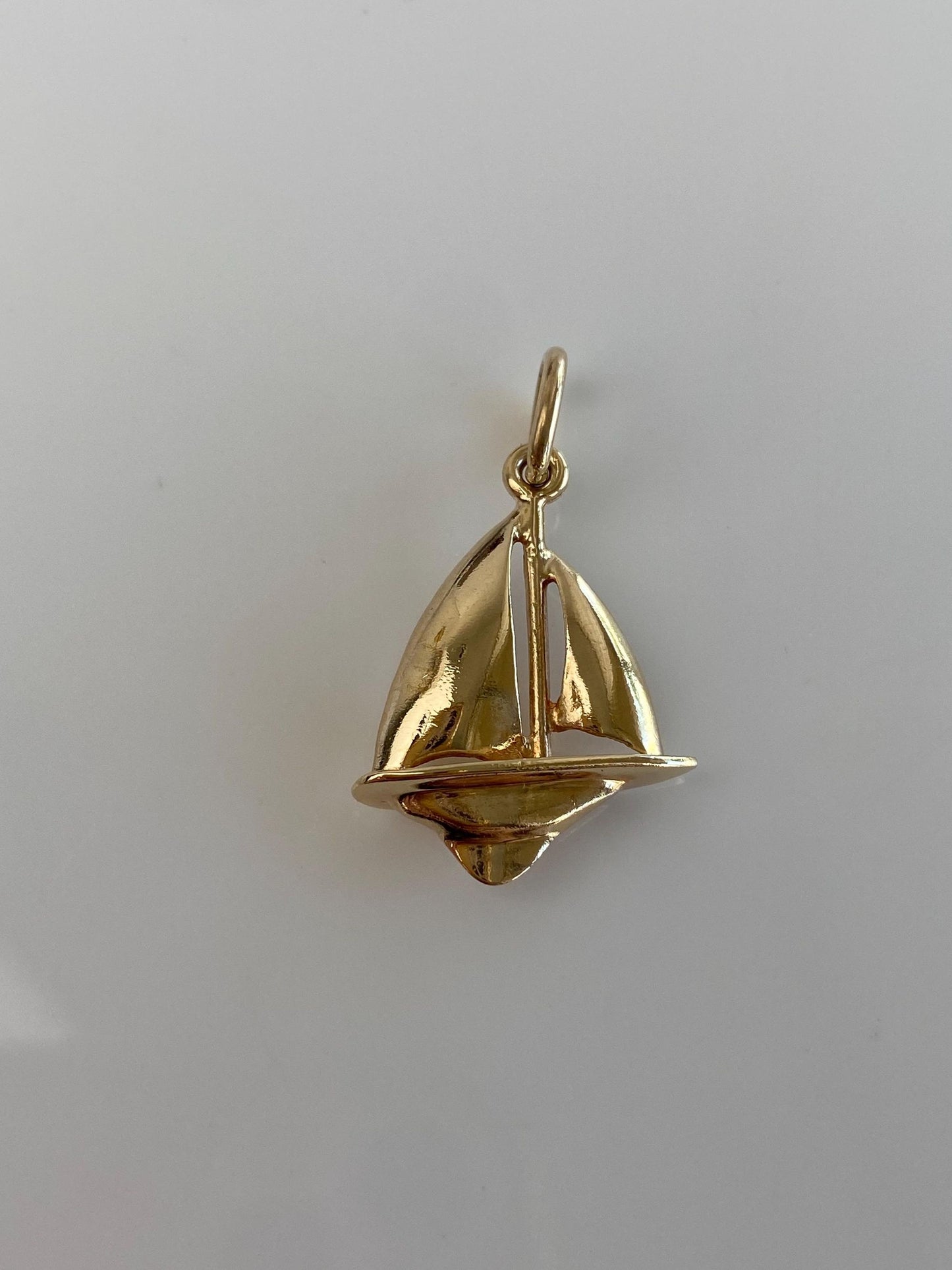 Vintage Solid 10k Yellow Gold Sailboat Charm