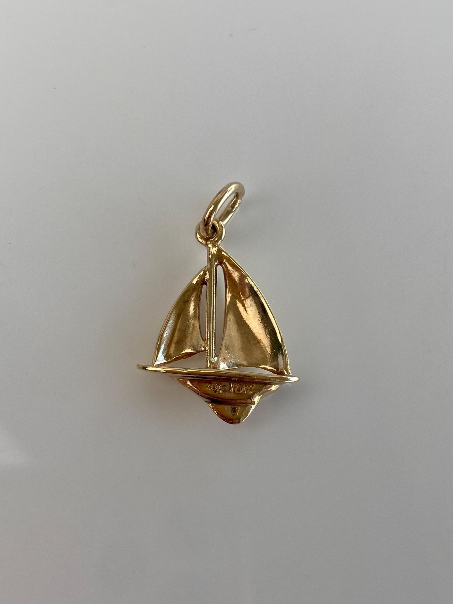 Vintage Solid 10k Yellow Gold Sailboat Charm