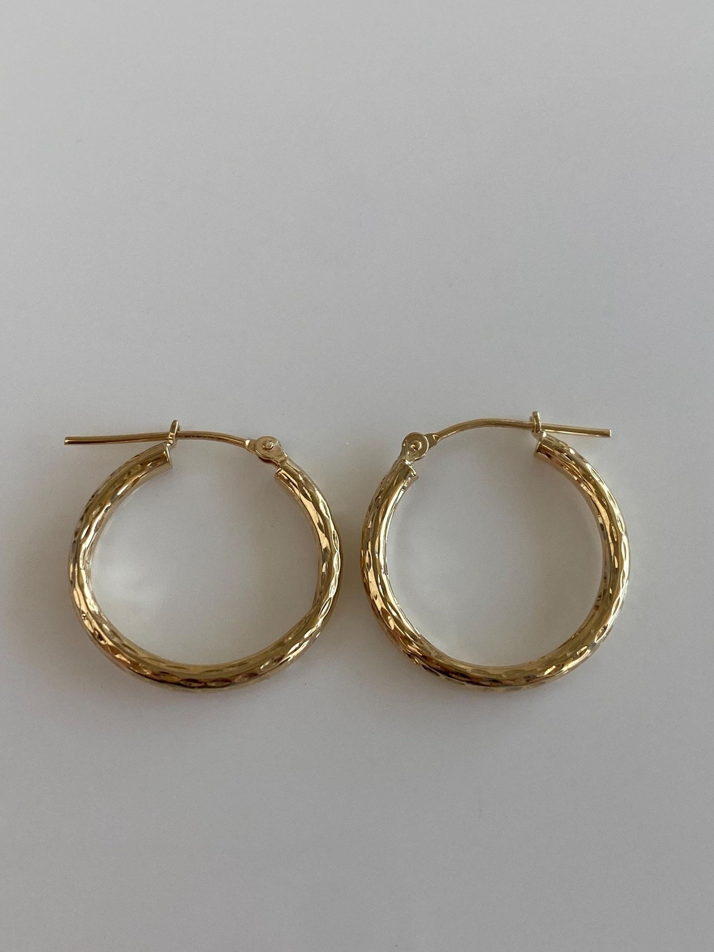 Vintage 10k Yellow Gold Textured Hoop Earrings