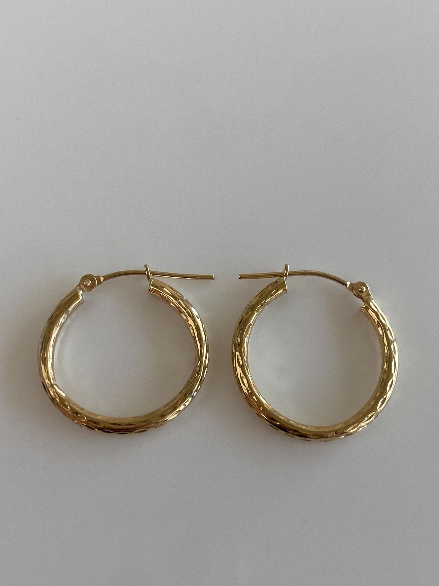Vintage 10k Yellow Gold Textured Hoop Earrings