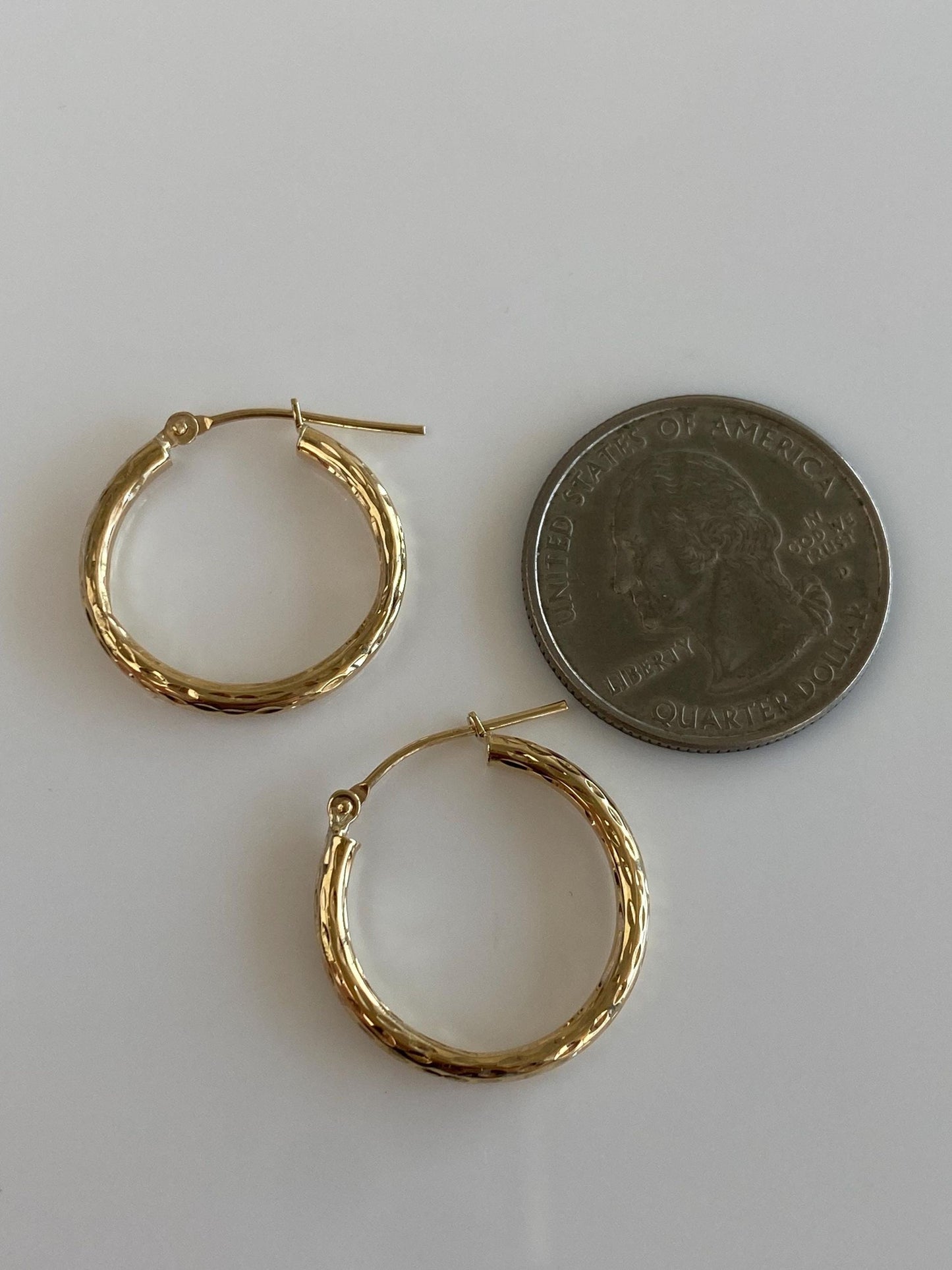 Vintage 10k Yellow Gold Textured Hoop Earrings