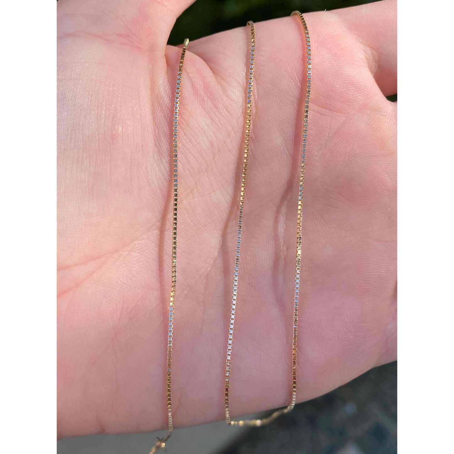Vintage Solid 10k Yellow Gold Box Chain Necklace - 24.75 inches