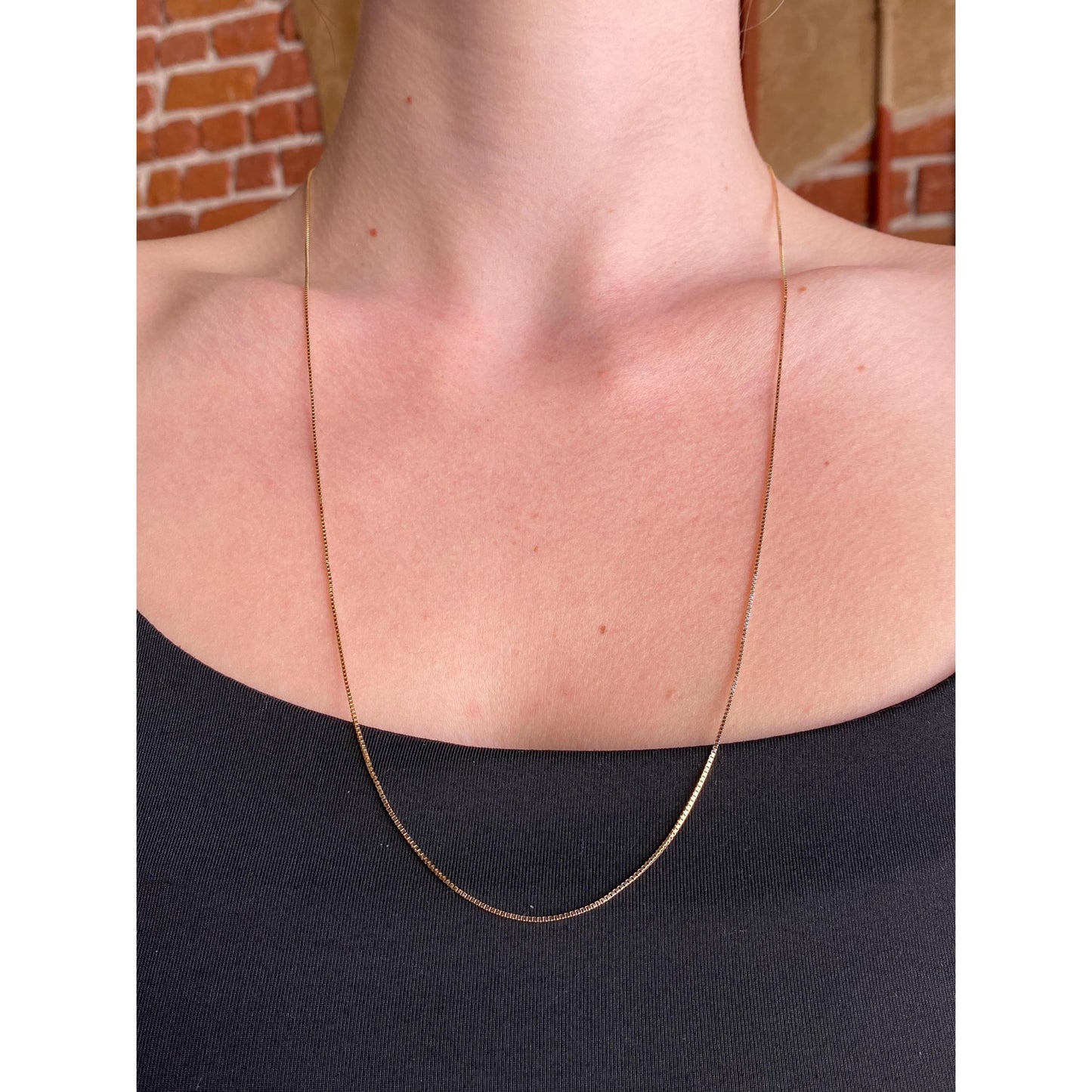 Vintage Solid 10k Yellow Gold Box Chain Necklace - 24.75 inches
