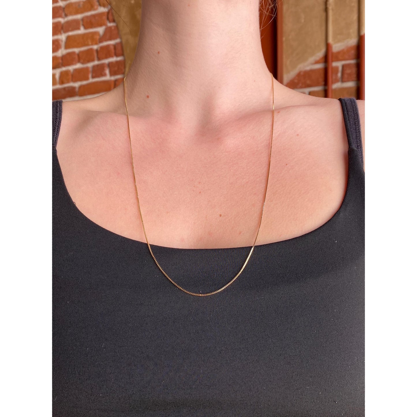 Vintage Solid 10k Yellow Gold Box Chain Necklace - 24.75 inches
