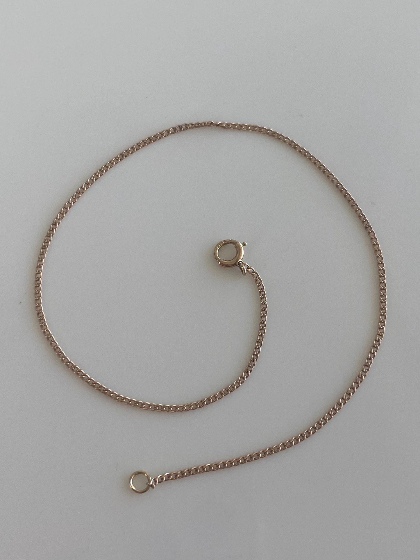 Vintage Solid 10k Rose Gold Dainty Tight Curb Chain Bracelet - 7 inches