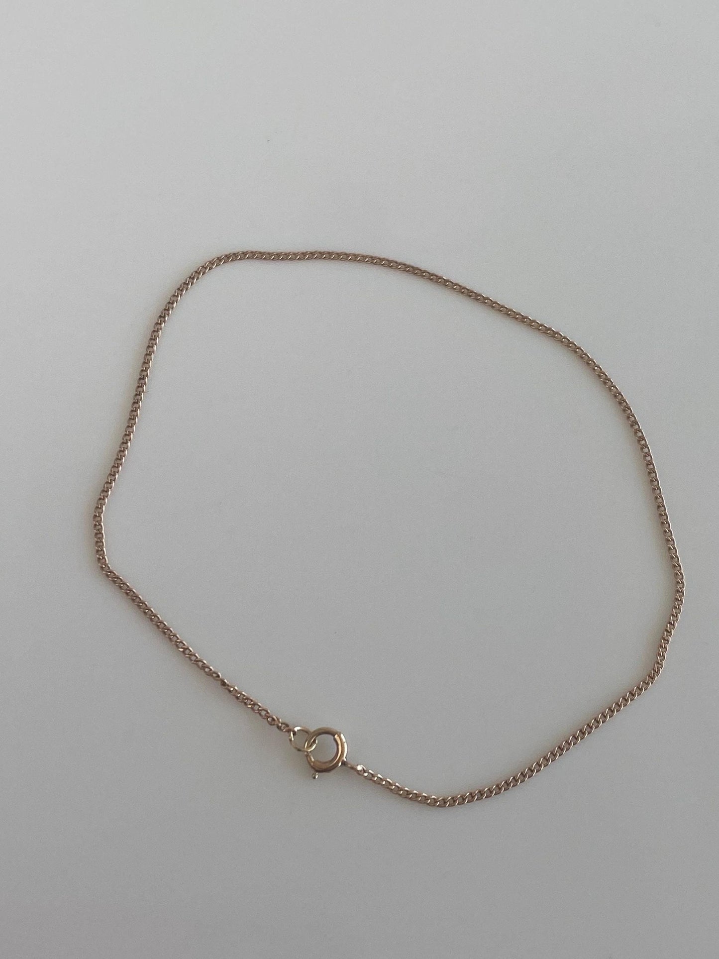 Vintage Solid 10k Rose Gold Dainty Tight Curb Chain Bracelet - 7 inches