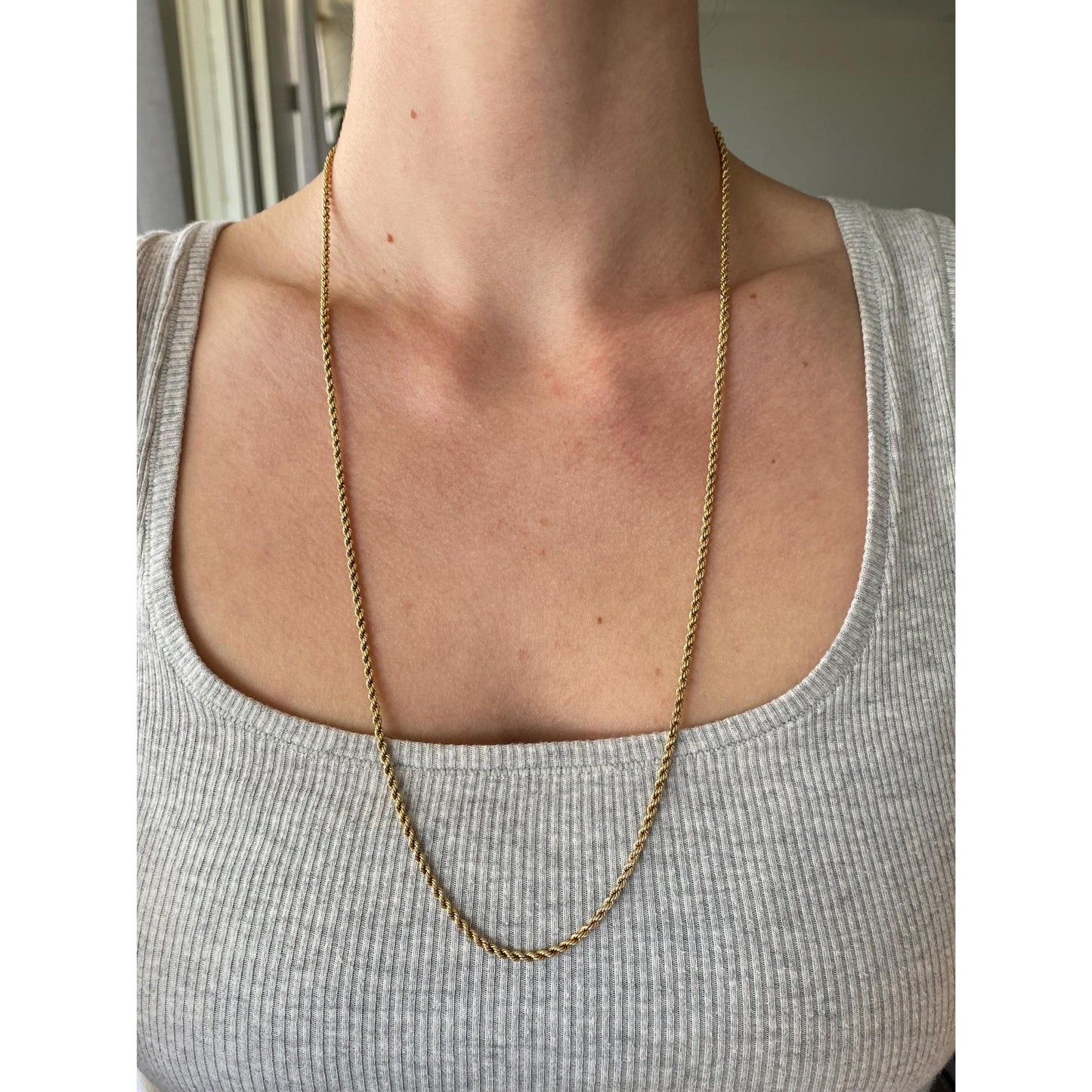 Vintage Solid 10k Yellow Gold Rope Chain Necklace - 26 inches