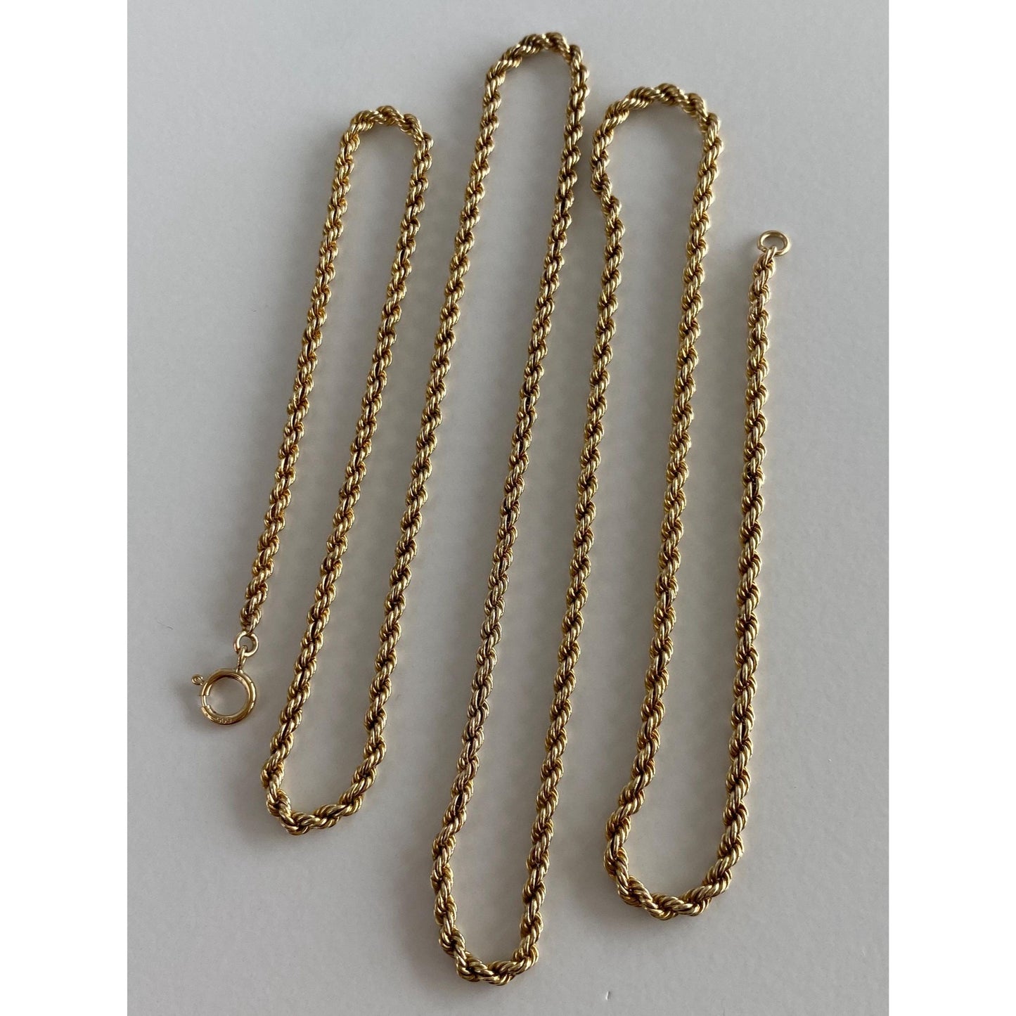 Vintage Solid 10k Yellow Gold Rope Chain Necklace - 26 inches