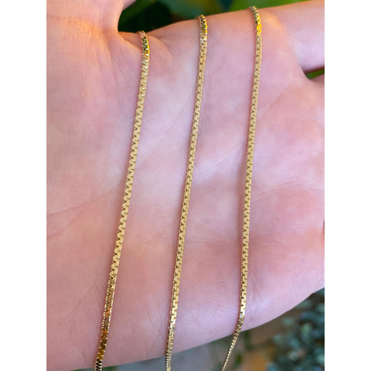 Vintage Solid 14k Yellow Gold Fancy Flat Chain Necklace - 20 inches
