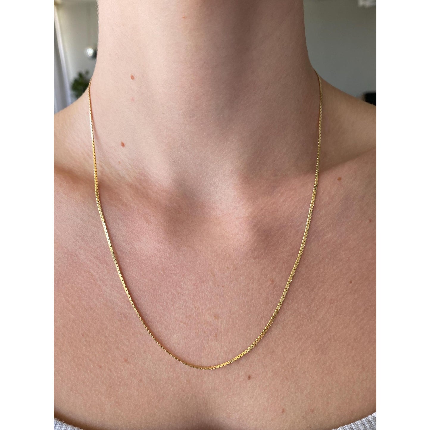 Vintage Solid 14k Yellow Gold Fancy Flat Chain Necklace - 20 inches