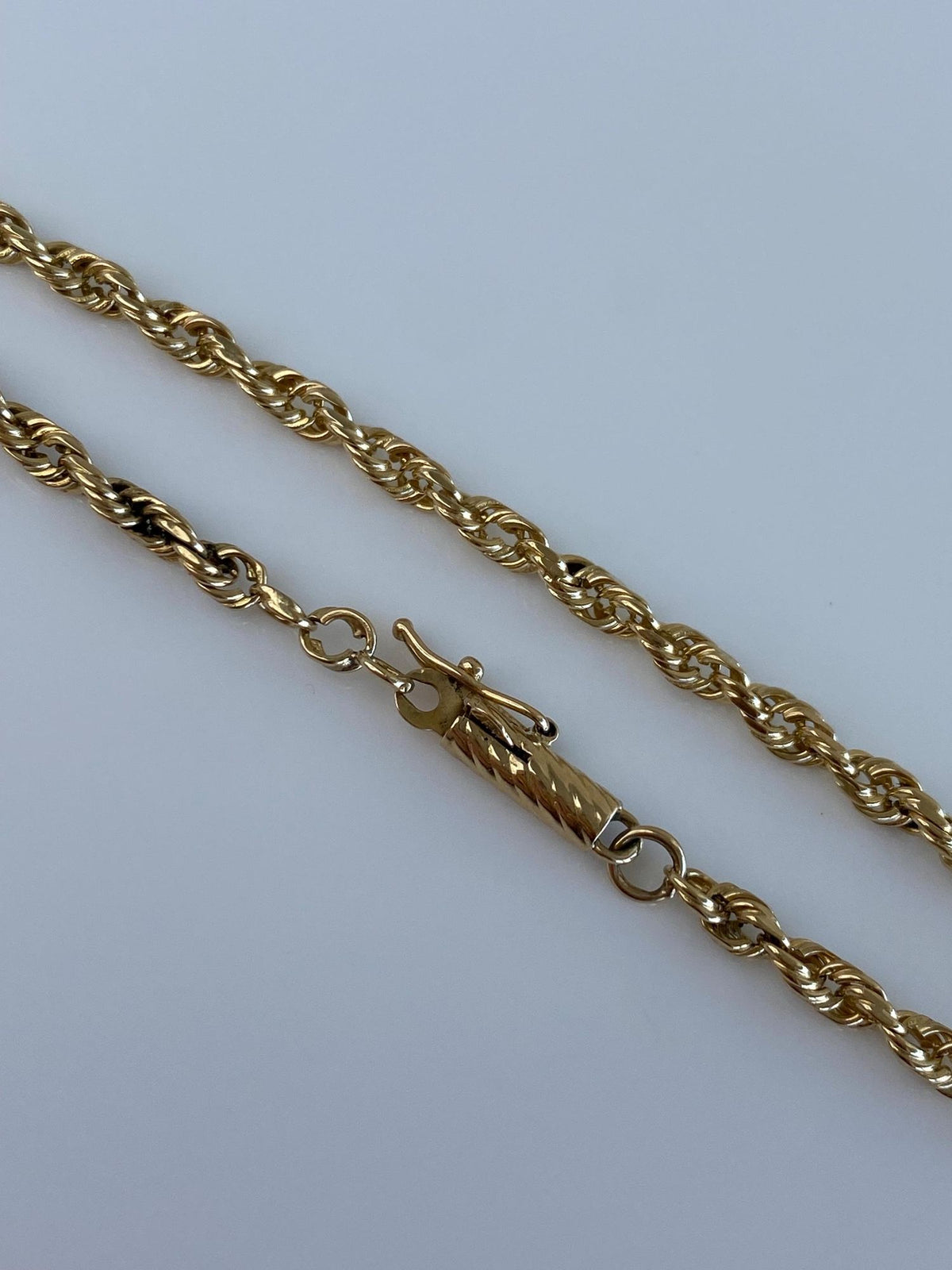 Vintage Solid 14k Yellow Gold Rope Chain Bracelet - 7.75 inches