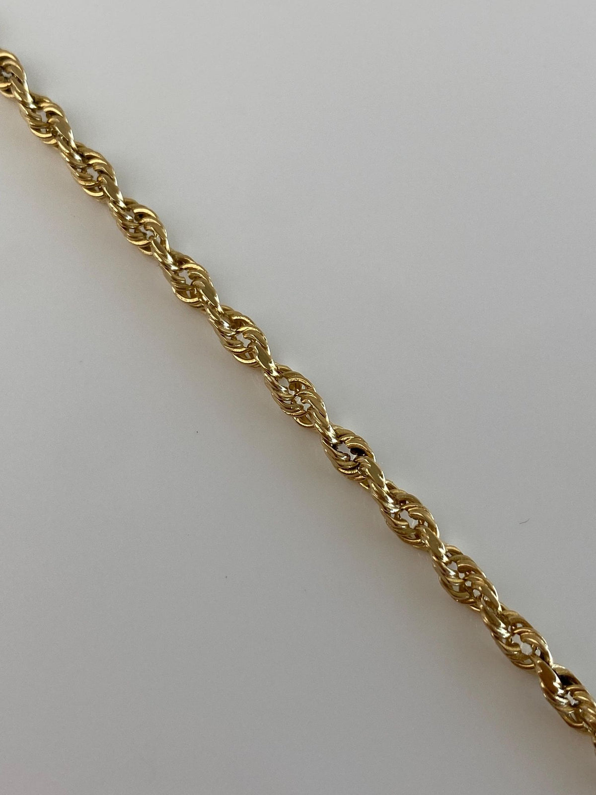 Vintage Solid 14k Yellow Gold Rope Chain Bracelet - 7.75 inches