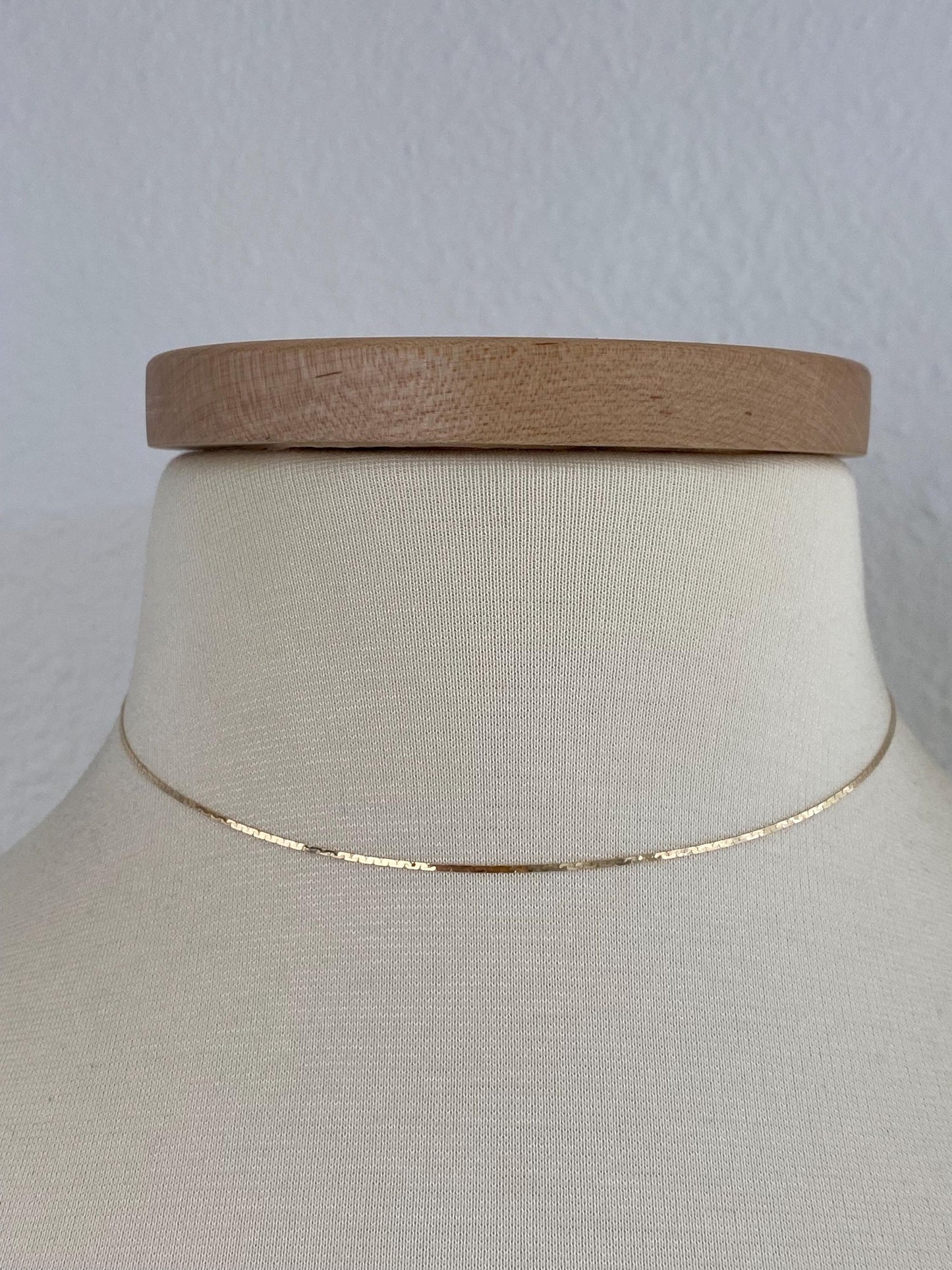 Vintage Solid 14k Yellow Gold Flat C Link Chain Necklace - 14.75 inches
