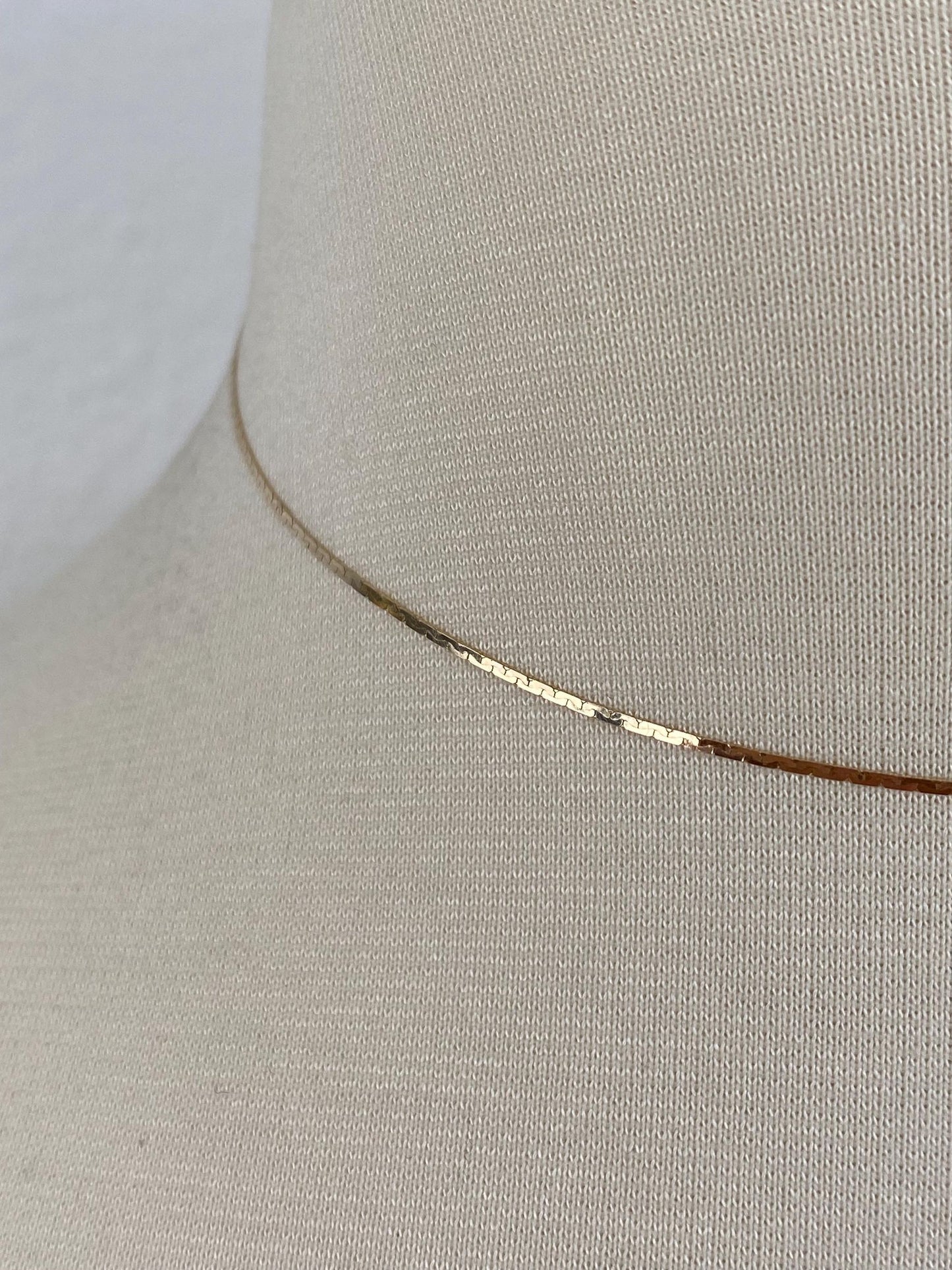 Vintage Solid 14k Yellow Gold Flat C Link Chain Necklace - 14.75 inches