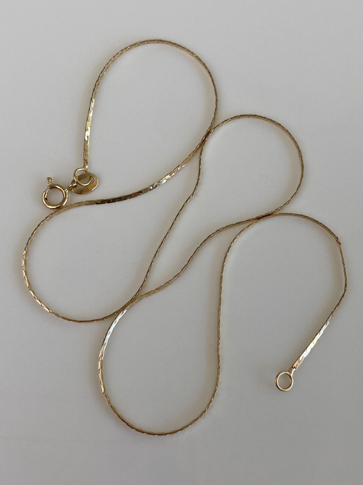 Vintage Solid 14k Yellow Gold Flat C Link Chain Necklace - 14.75 inches