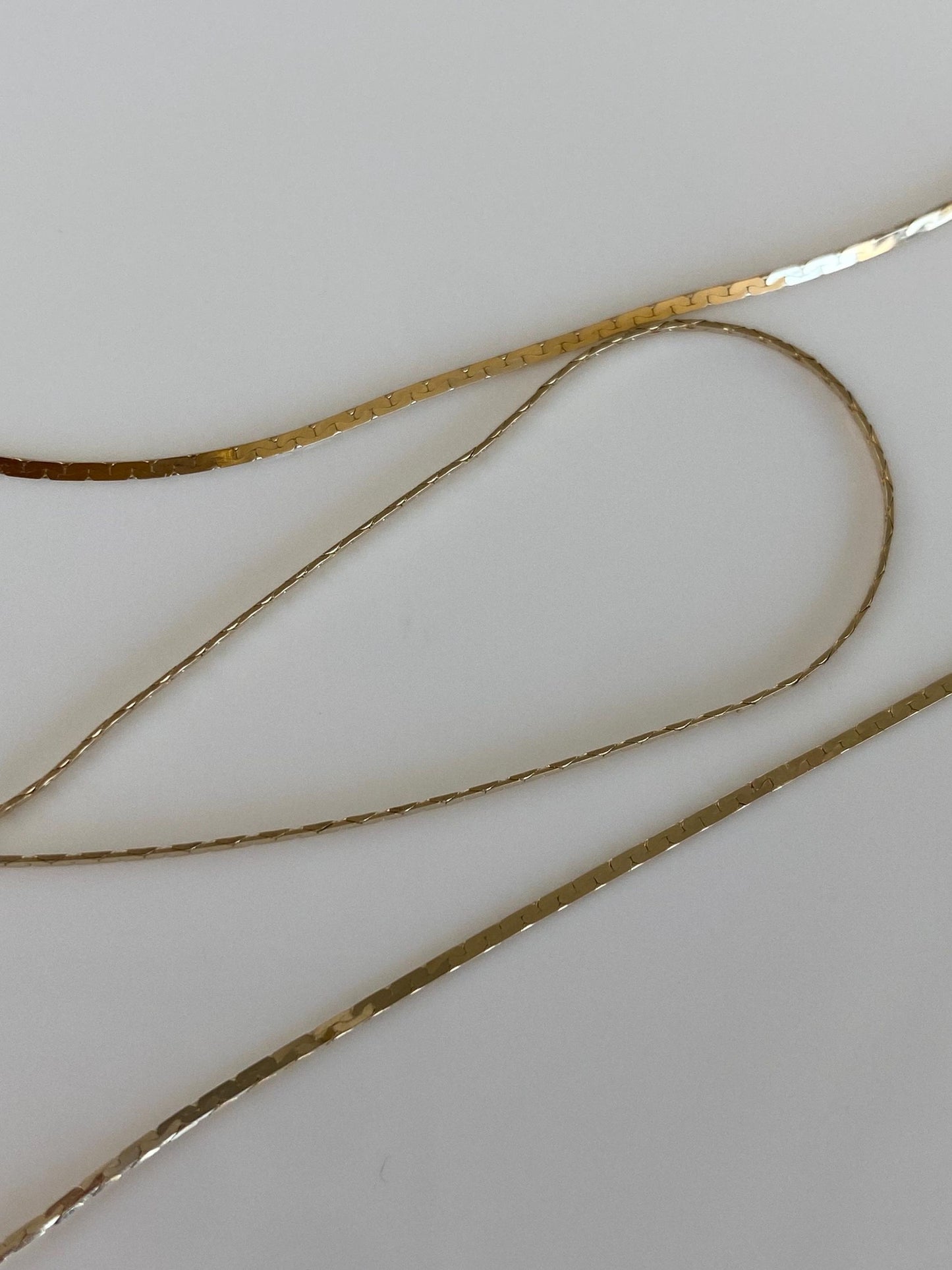 Vintage Solid 14k Yellow Gold Flat C Link Chain Necklace - 14.75 inches