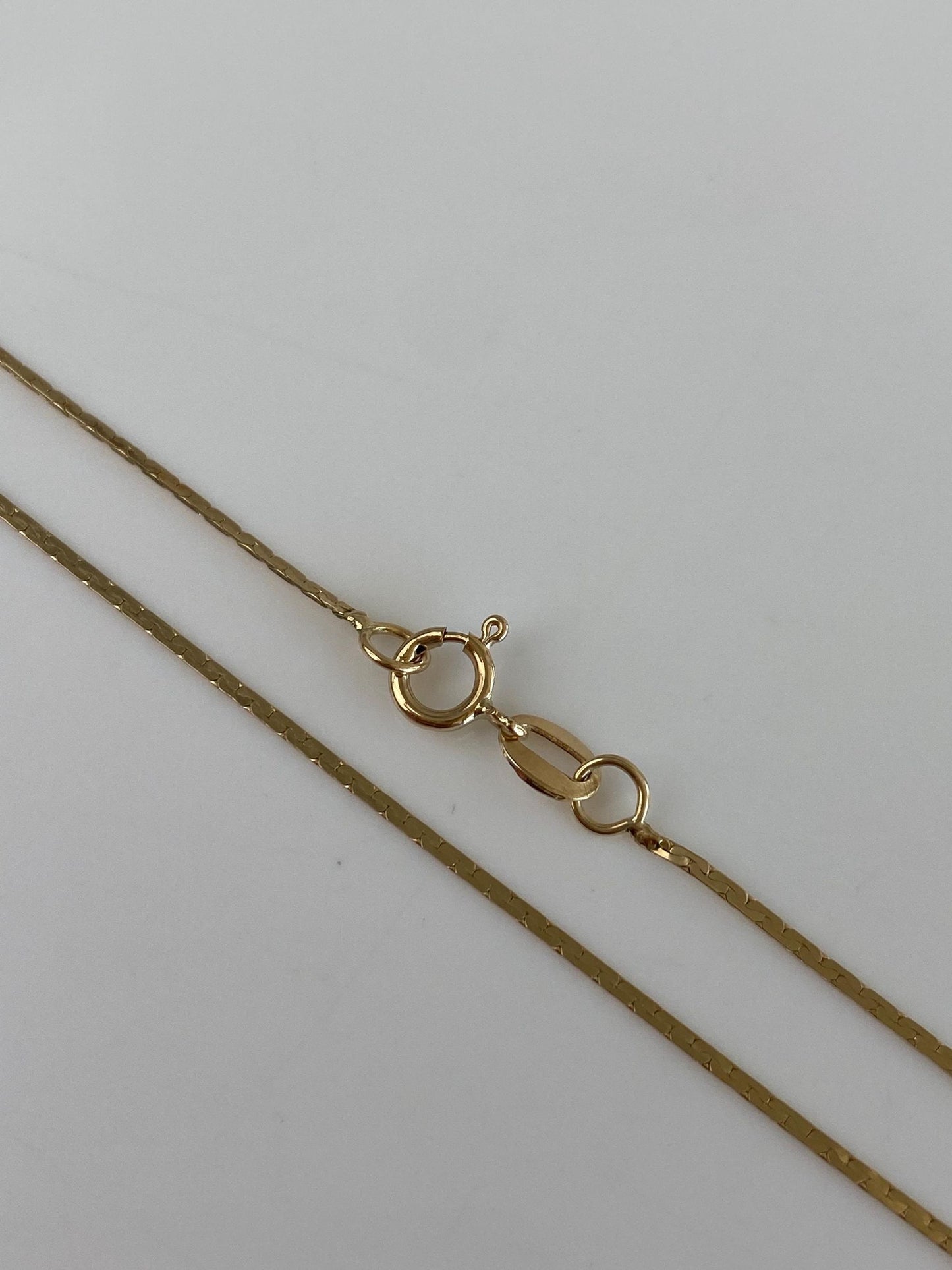 Vintage Solid 14k Yellow Gold Flat C Link Chain Necklace - 14.75 inches