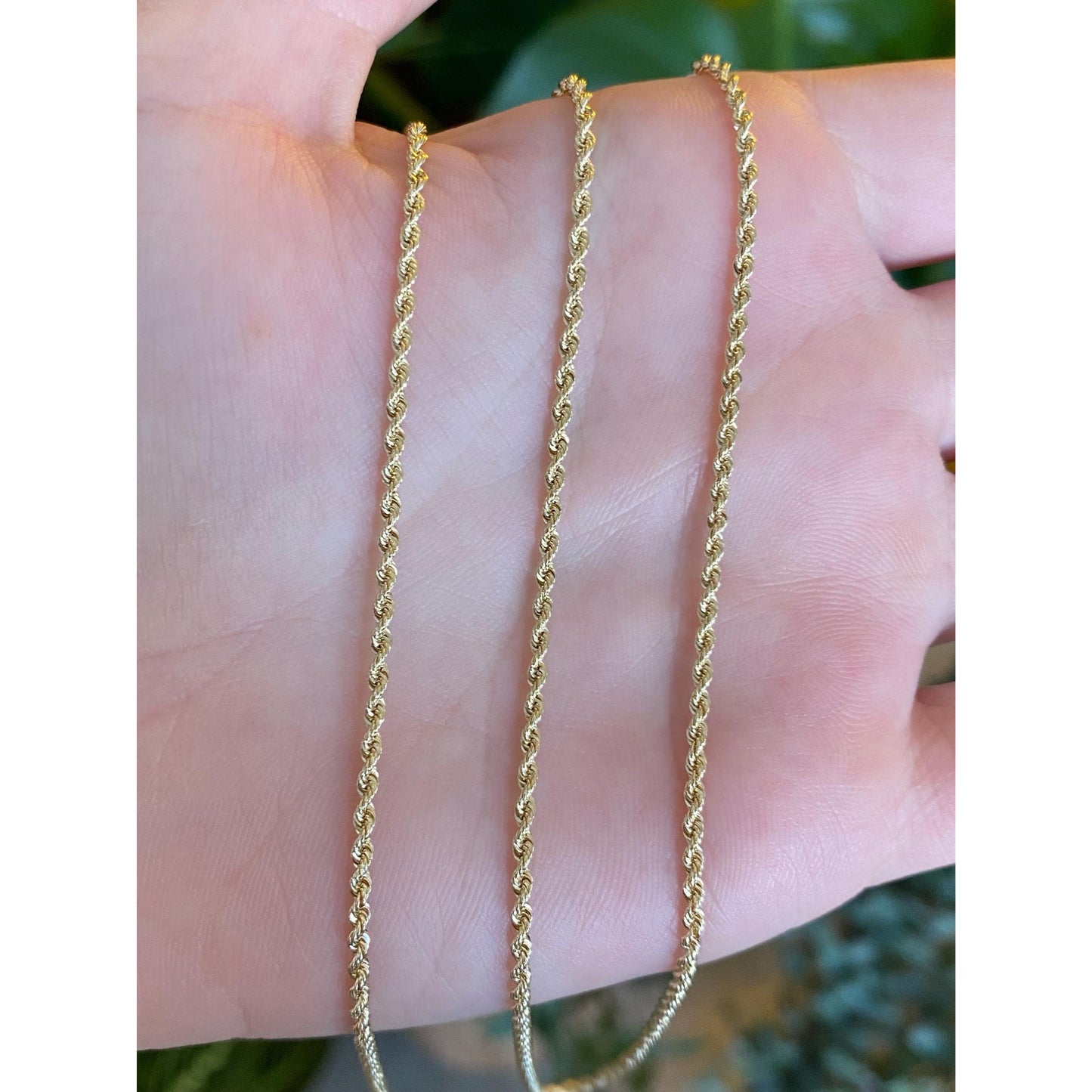 Vintage Solid 14k Yellow Gold Long Slim Rope Chain Necklace - 30 inches