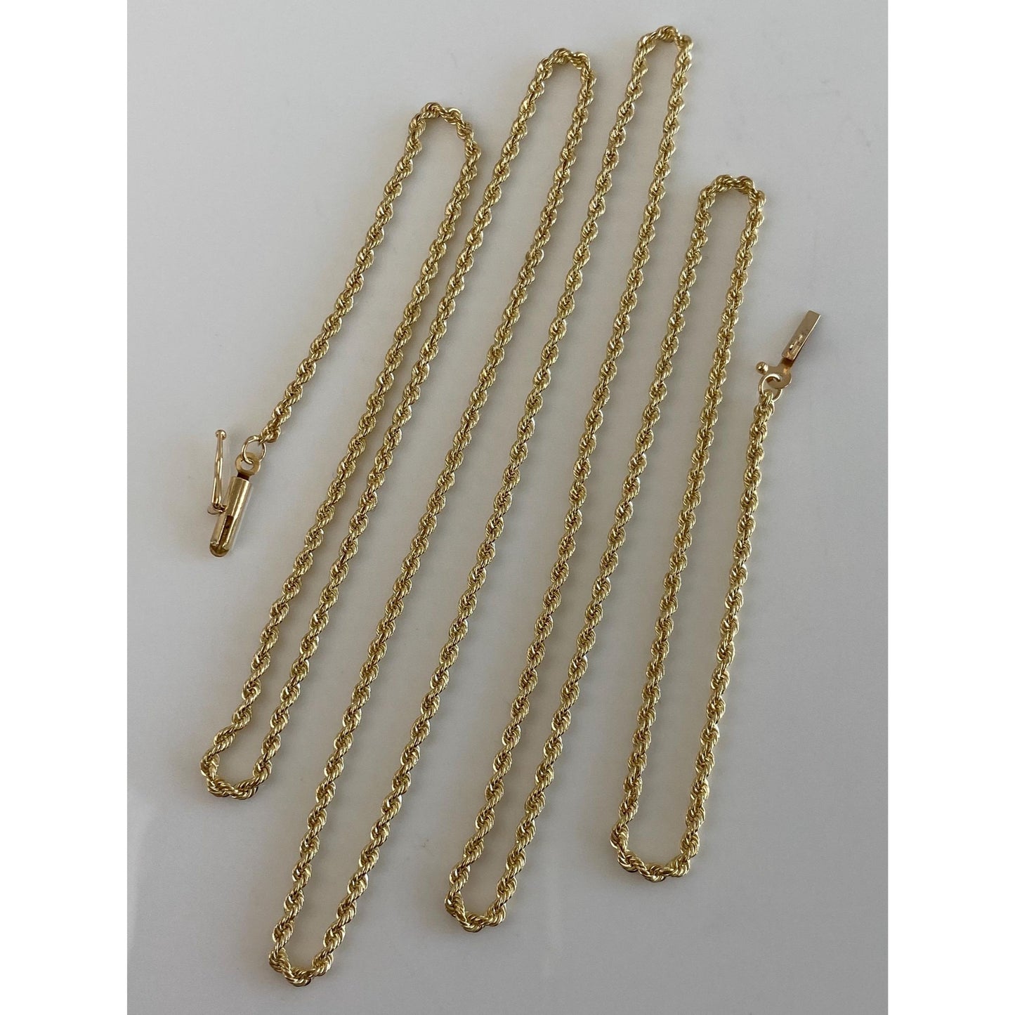 Vintage Solid 14k Yellow Gold Long Slim Rope Chain Necklace - 30 inches