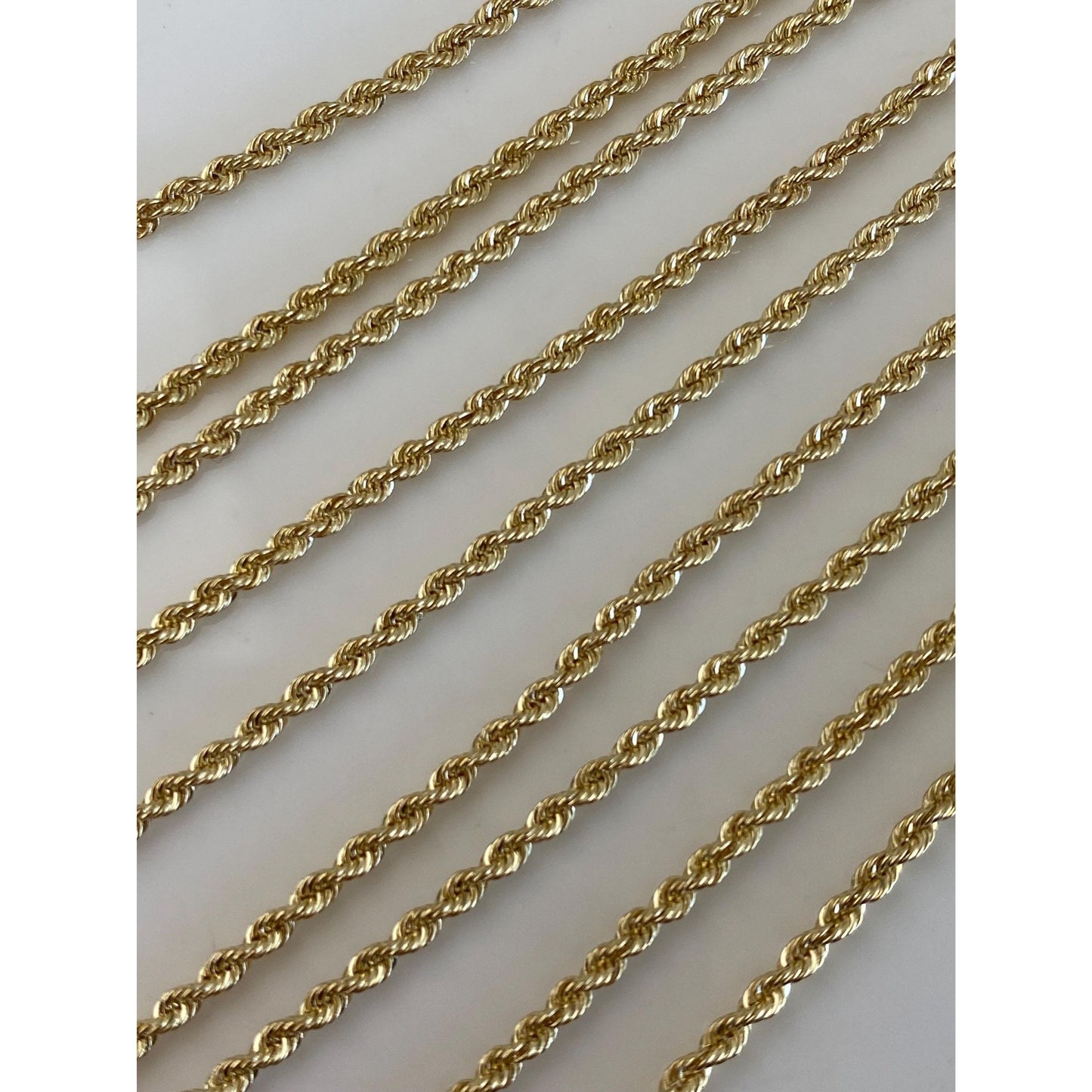 Vintage Solid 14k Yellow Gold Long Slim Rope Chain Necklace - 30 inches