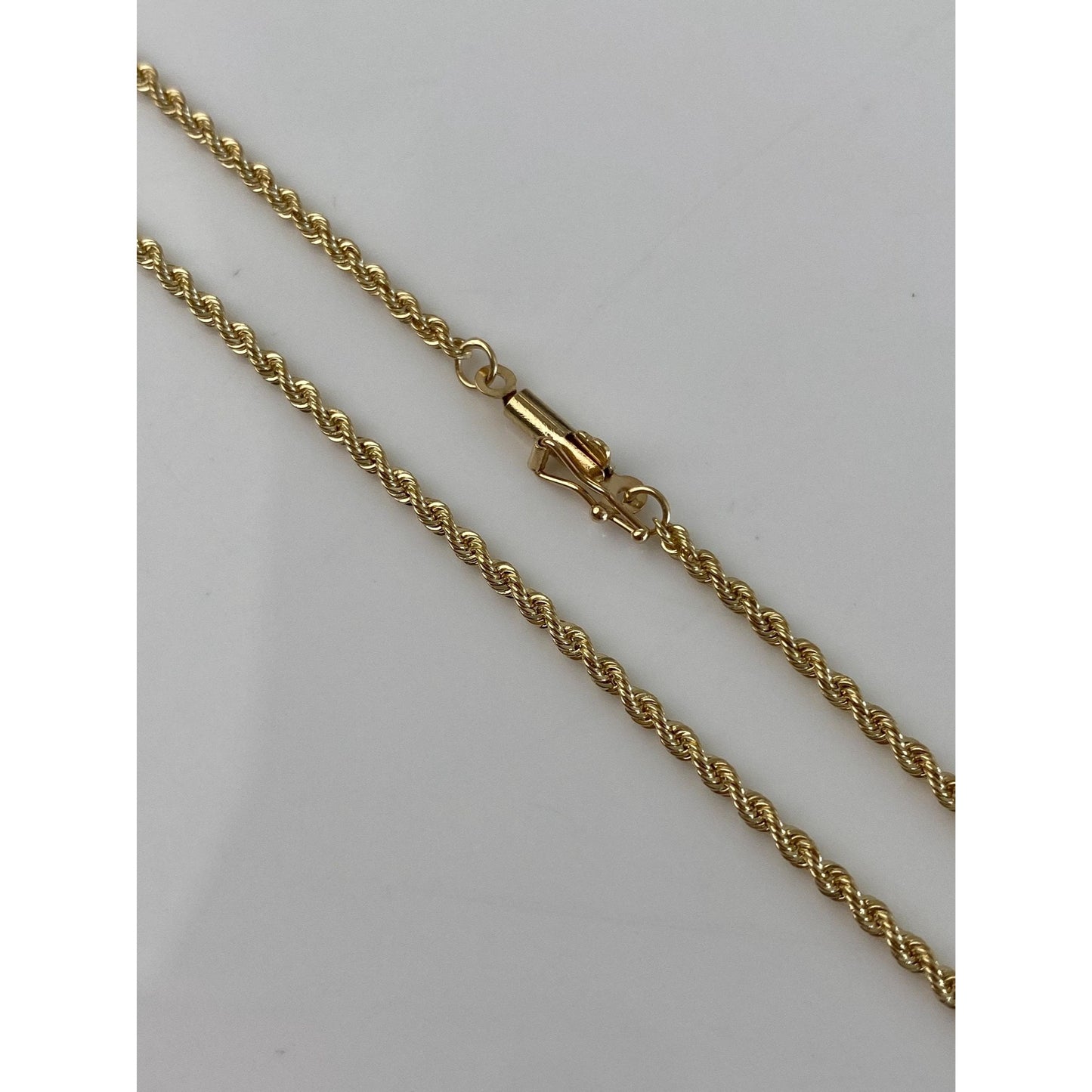 Vintage Solid 14k Yellow Gold Long Slim Rope Chain Necklace - 30 inches